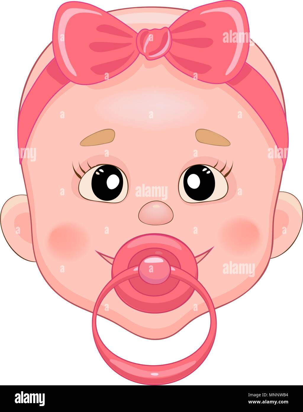 Bebe Avec Tetine Bebe Sourire Girl With Bow Image Vectorielle Stock Alamy