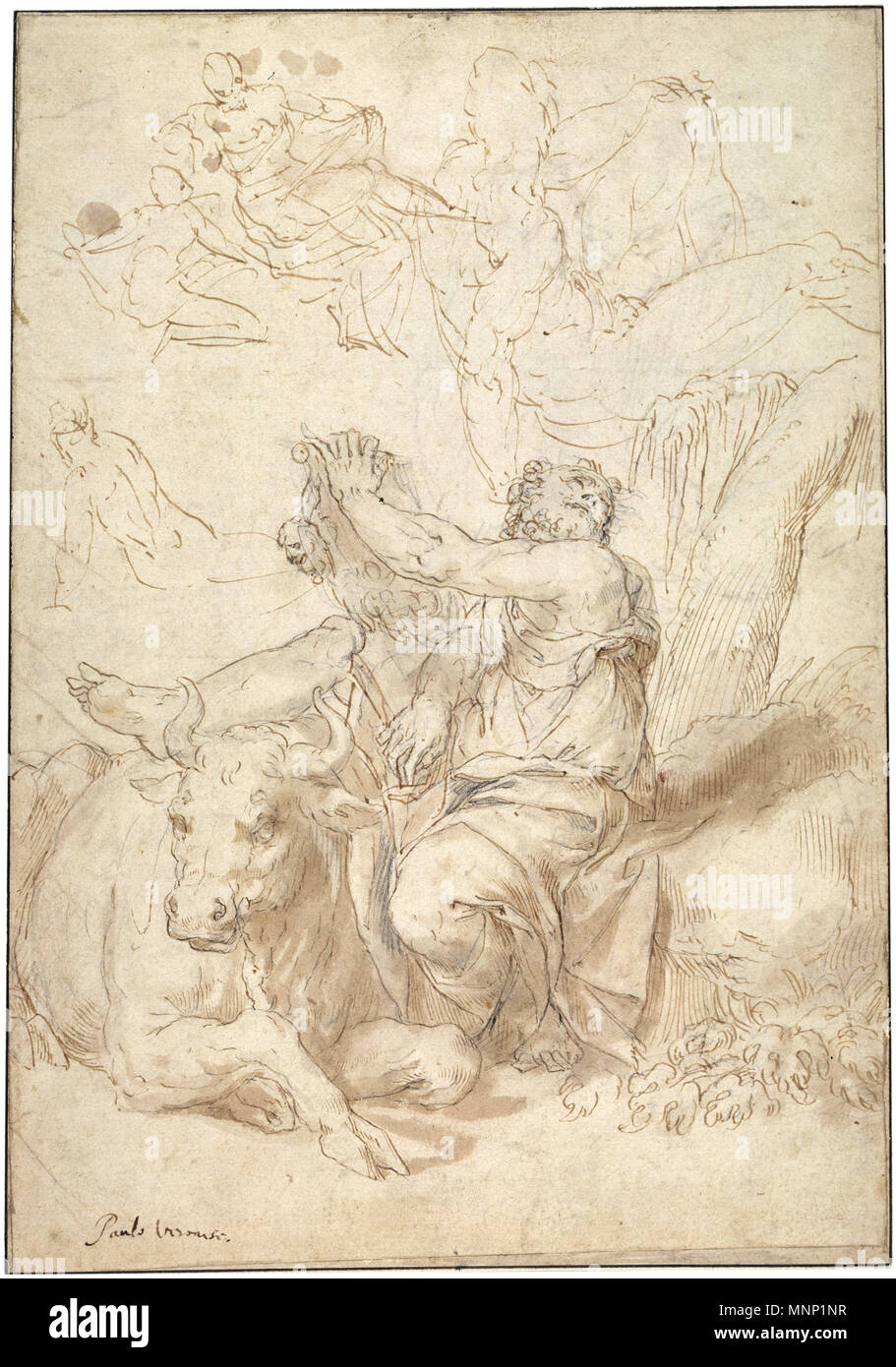 Español : San Lucas evangelista de espaldas en un Paisaje y otros estudios Italiano : San Luca Evangelista seduto in un paesaggio e altri studi Anglais : l'évangéliste Saint Luc assis dans un paysage et d'autres études entre 1580 et 1581. 1230 Veronese (San Lucas evangelista) Banque D'Images