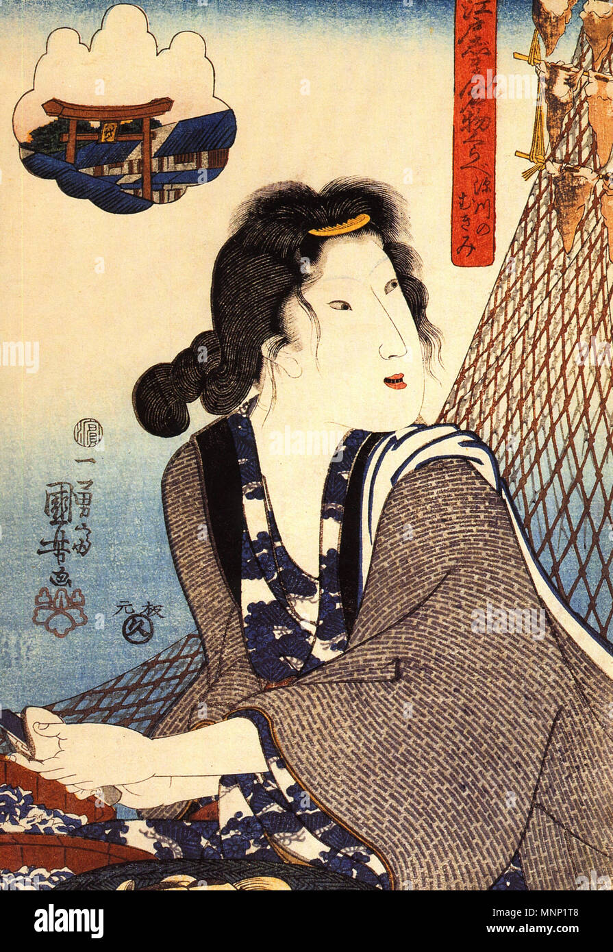 . L'ukiyo-e japonais, artiste peintre et graveuse 943 mollusques d'ouverture à Fukagawa Banque D'Images