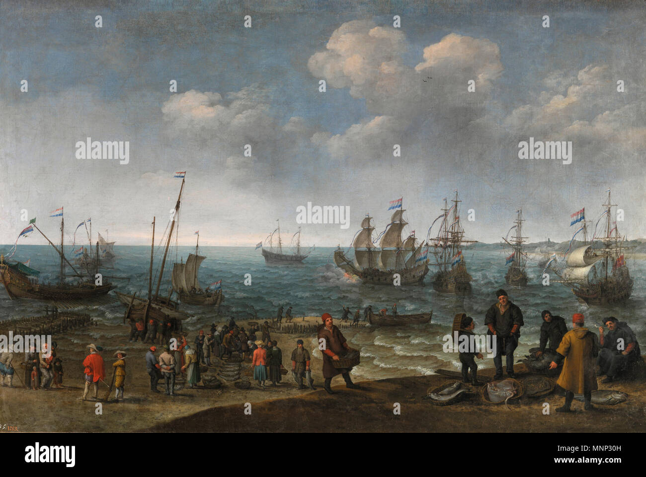 P01899A01NF2008 004 Español : Playa con pescadores English : : plage avec des pêcheurs 1627. 1010 Playa con pescadores (Adam Willaerts) Banque D'Images