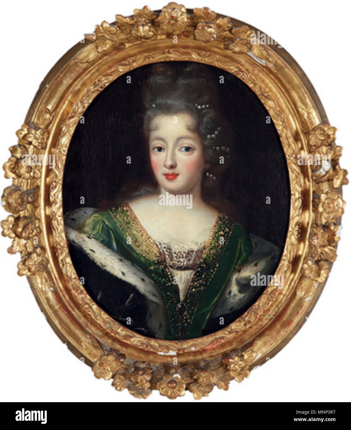 950 portrait ovale de Françoise Marie de Bourbon, duchesse de Chartres (fille de Louis XIV) par un artiste inconnu Banque D'Images