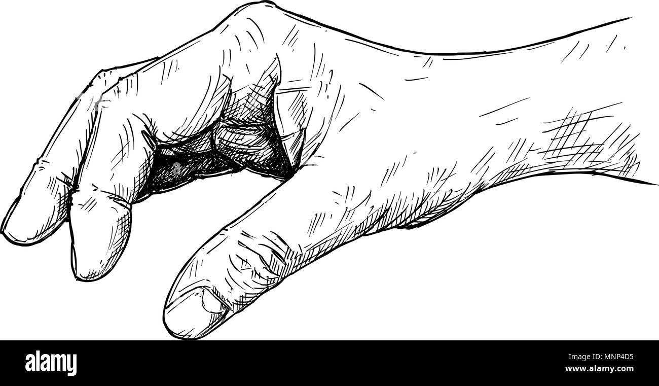 Vector illustration artistique ou un dessin de main tenant quelque chose de petit pincement des doigts entre Illustration de Vecteur