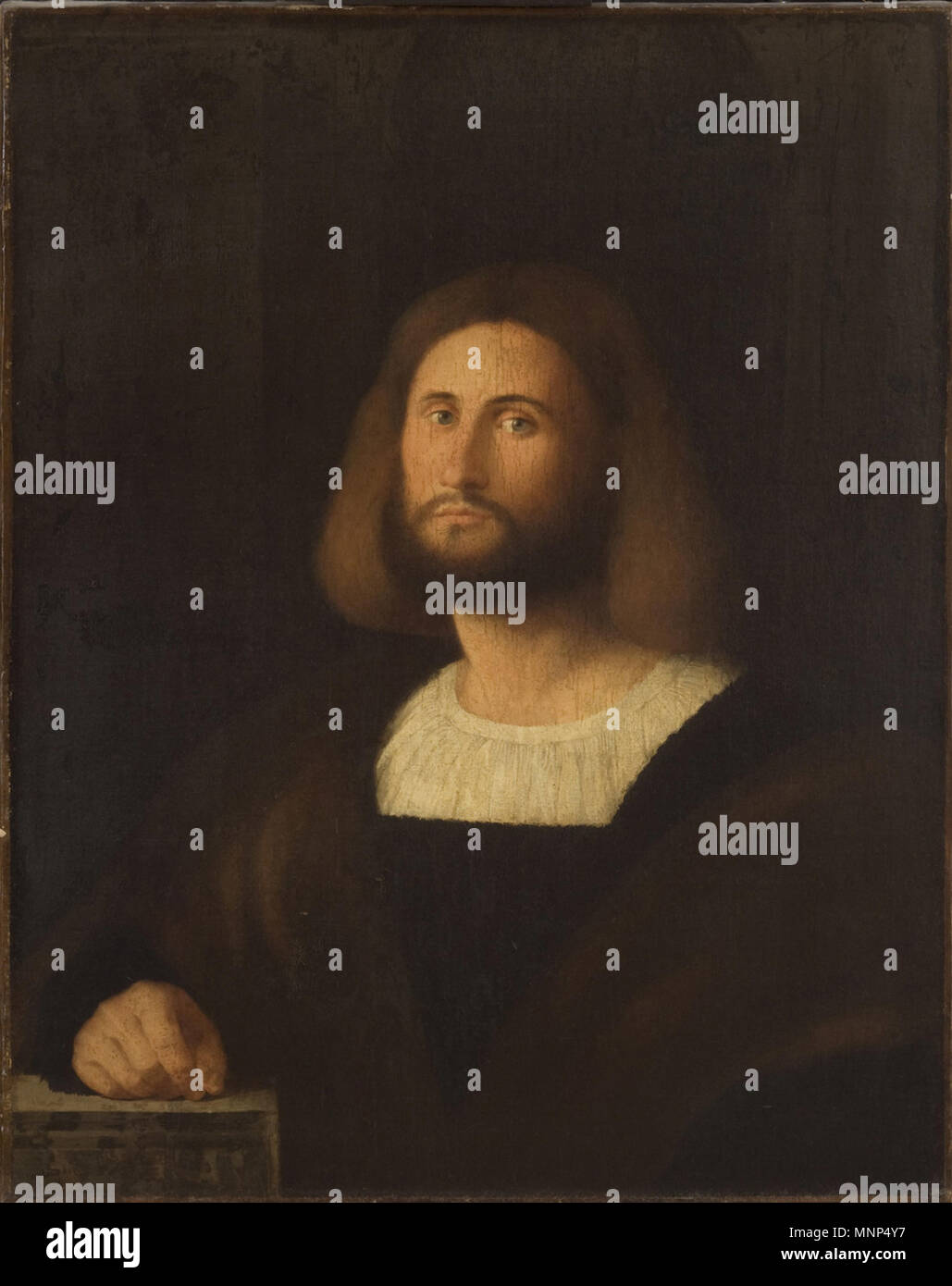 Portrait of a gentleman circa 1520-5. 956 Palma Vecchio, Portrait d'un gentilhomme Banque D'Images