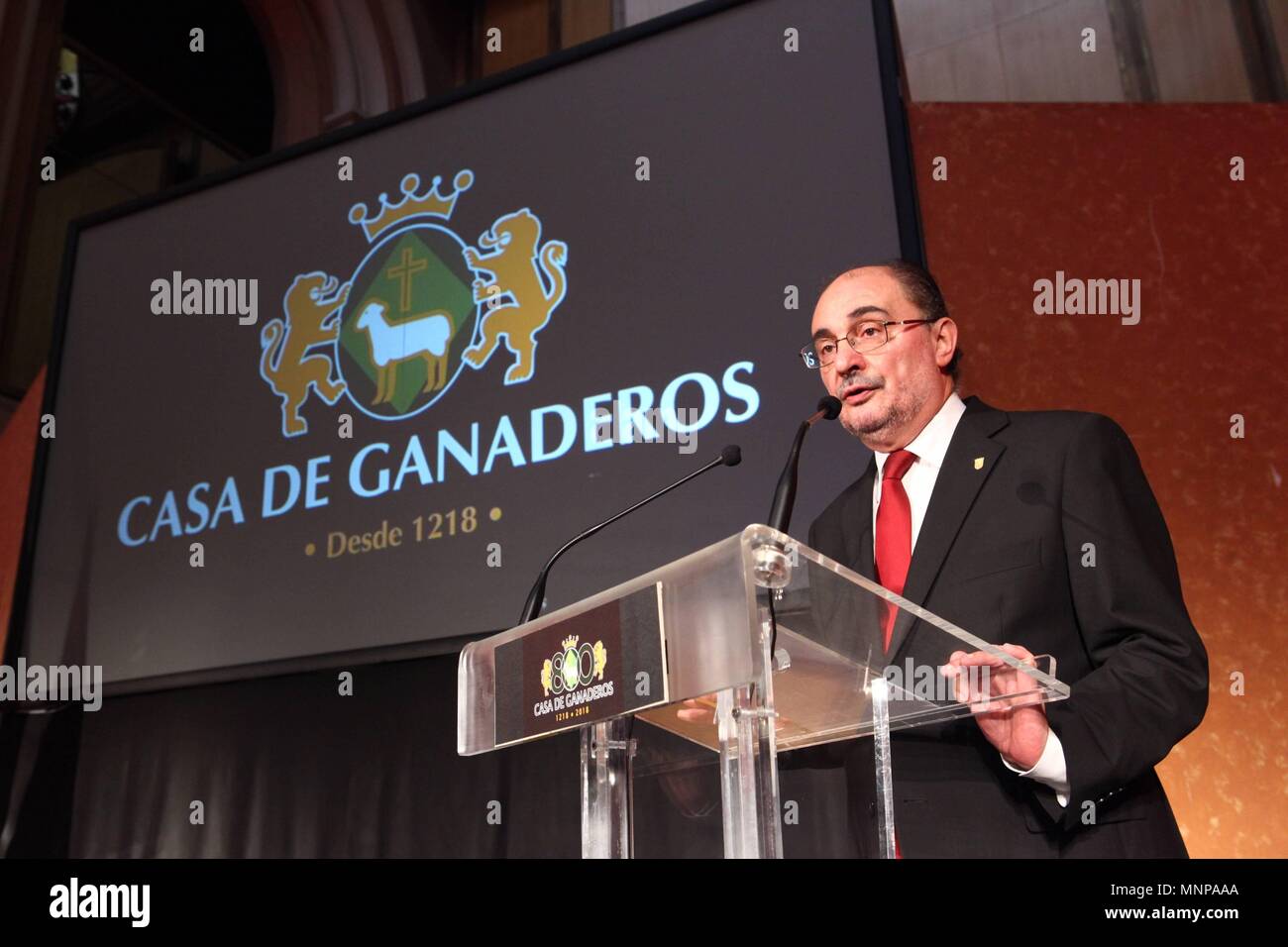 Pie de Foto : El Presidente de Aragon asiste al 800 aniversario de Casa de Ganaderos. Noticia Asociada : Rey Felipe. Lamban pide réunir al patronato del Archivo de la Corona de Aragón como gesto de recuperar normalidad politica catalana 18/05/2018 Le Roi préside à la loi de Saragosse commémorative du 800ème anniversaire de la Fondation de la chambre d'élevage EP888/cordon press Banque D'Images