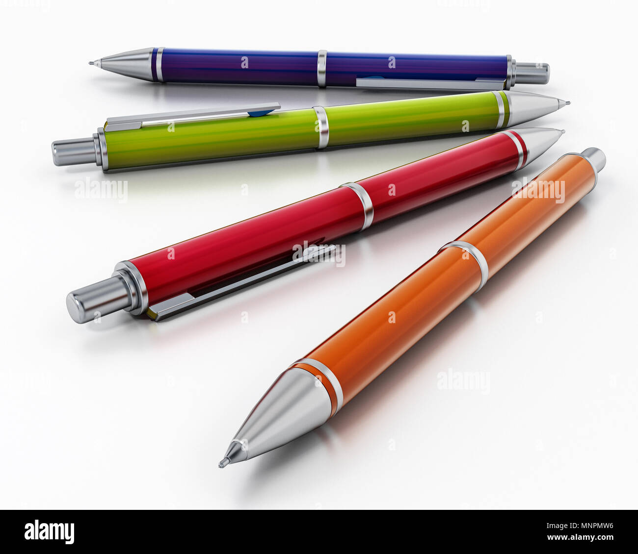 Stylo à bille rouge isolé sur fond blanc. 3D illustration. Banque D'Images