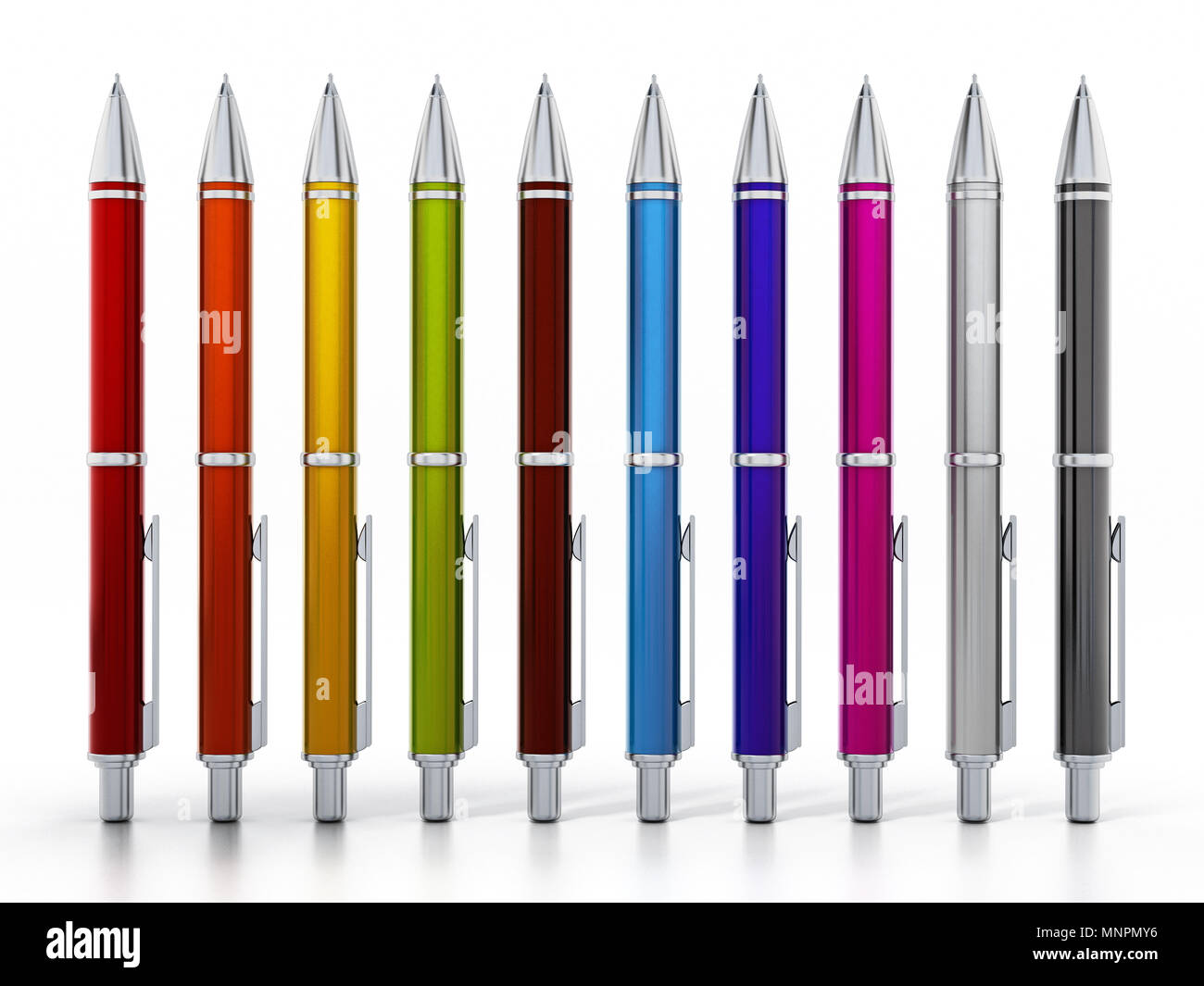 Stylo à bille rouge isolé sur fond blanc. 3D illustration. Banque D'Images