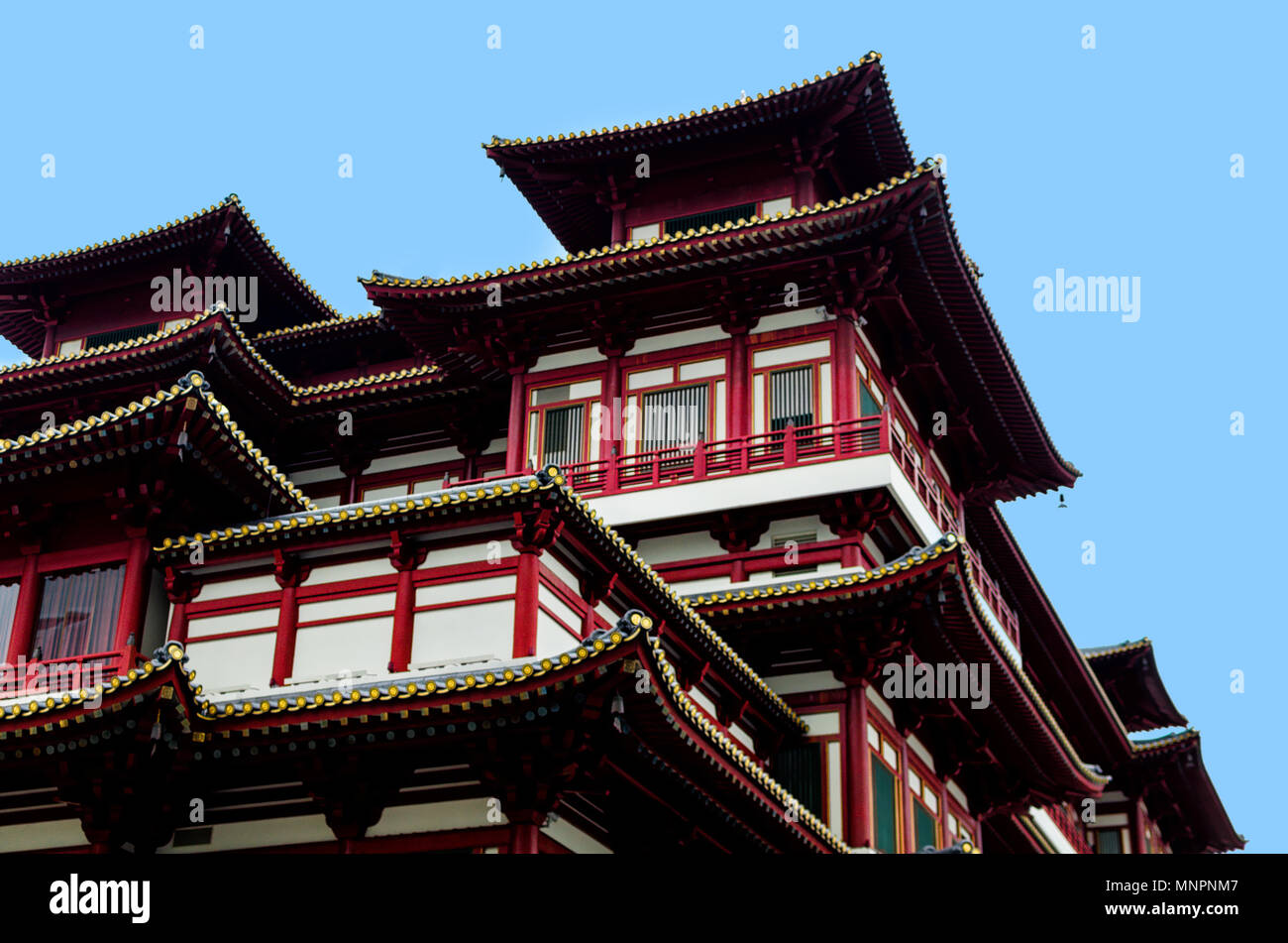 Belle vue de Buddha Tooth Relic Temple à Singapour Banque D'Images