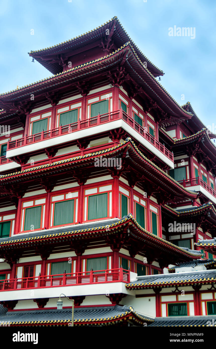 Belle vue de Buddha Tooth Relic Temple à Singapour Banque D'Images