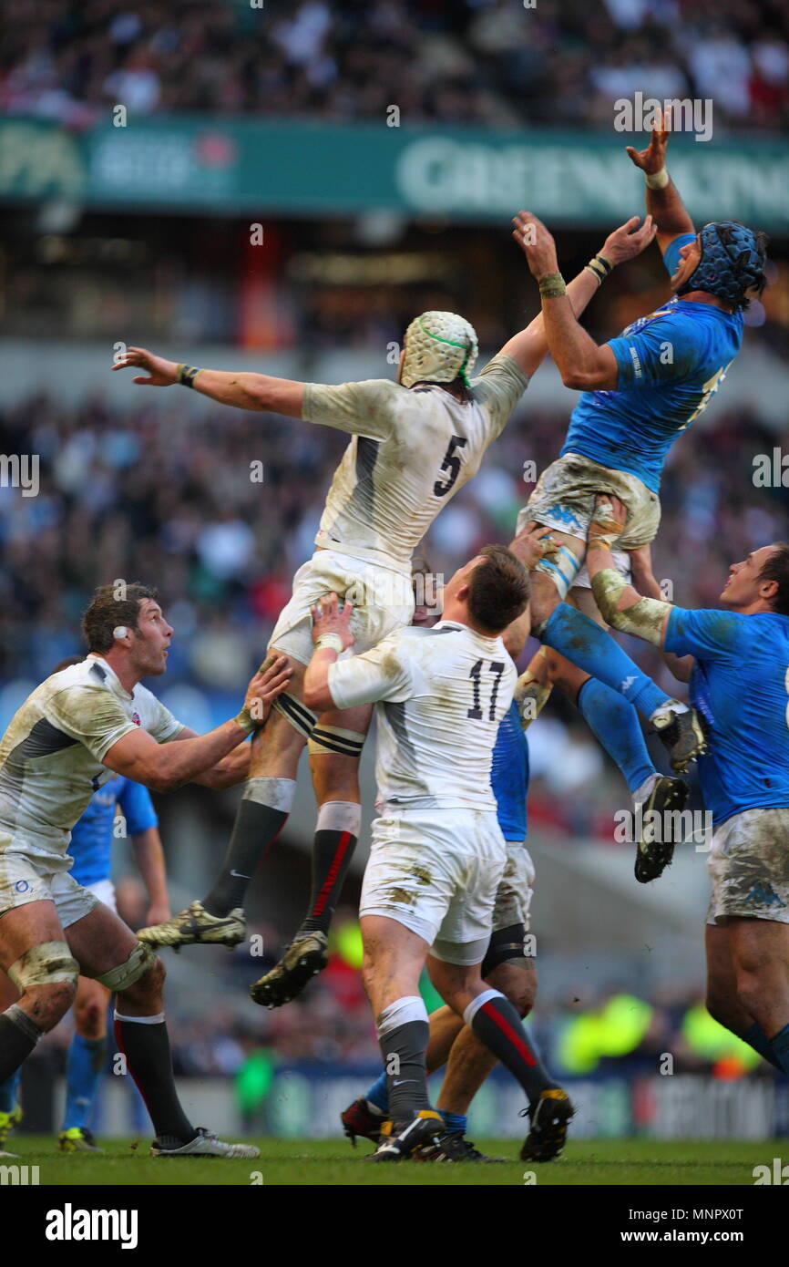 Xxxxx d'Angleterre au cours de l'Angleterre contre l'Italie Tournoi RBS 6 Nations 2011 Rugby International, joué au stade de Twickenham à Londres, Angleterre, RU Banque D'Images