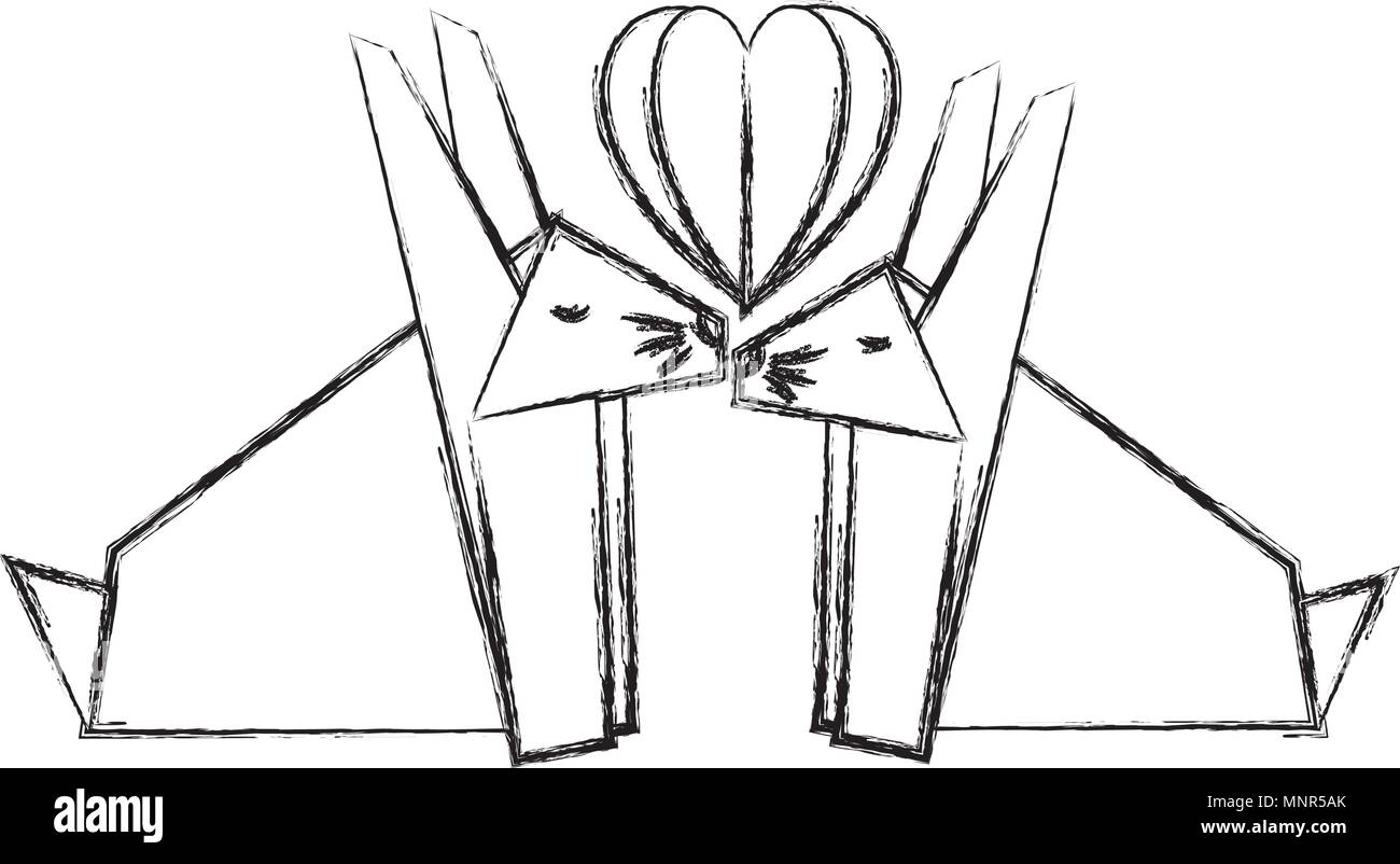 Cute couple lapins origami papier dans le domaine Illustration de Vecteur