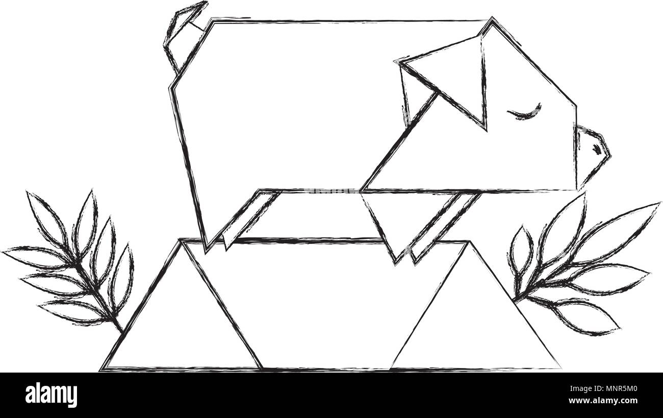 Papier origami cochon dans le domaine Illustration de Vecteur