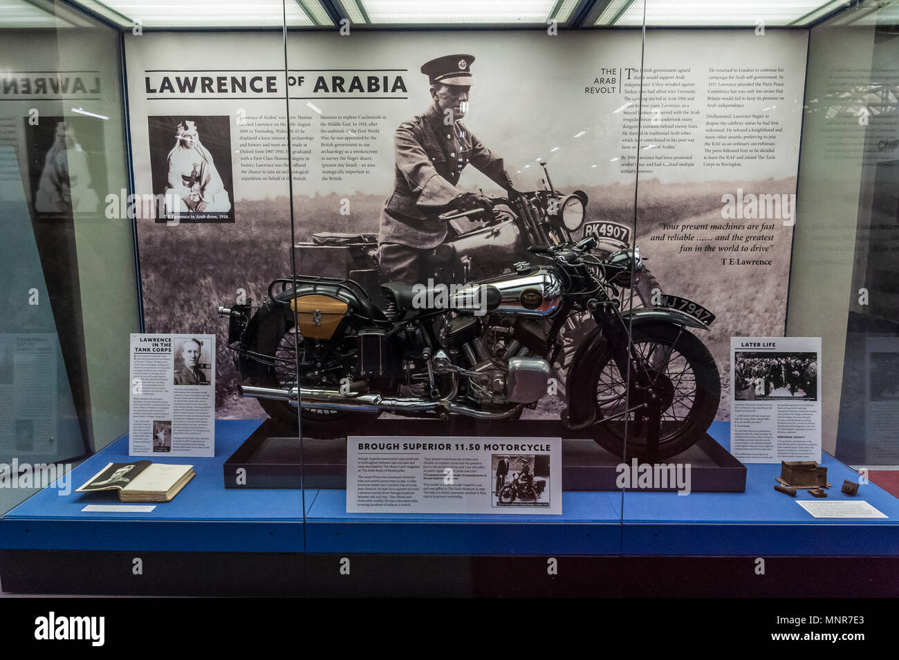 T.E.Lawrence, Lawrence d'Arabie affichage à Bovington Camp Tank Museum Banque D'Images