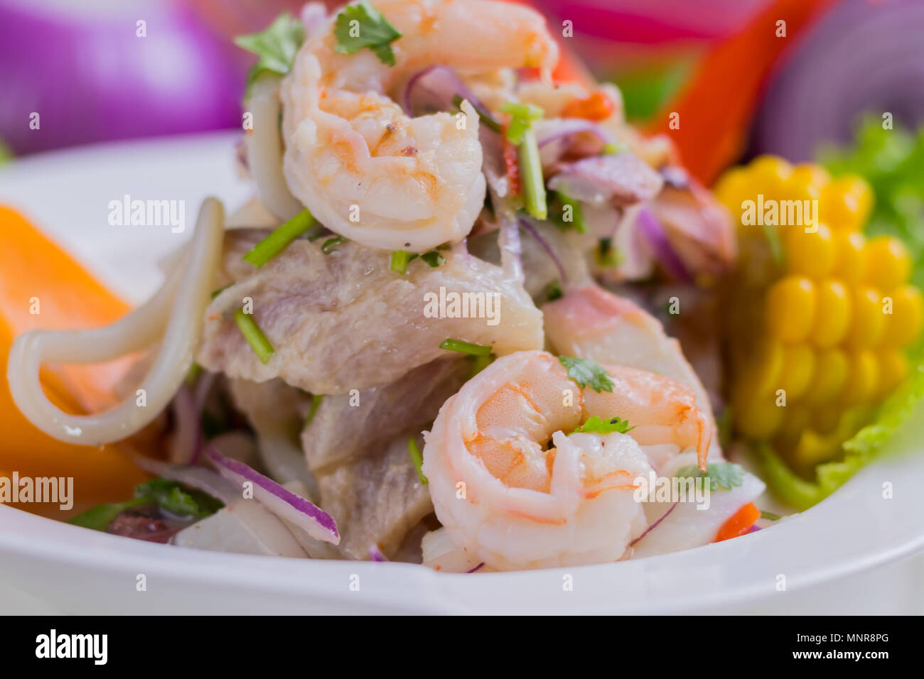 La nourriture péruvienne : ceviche de poisson Banque D'Images