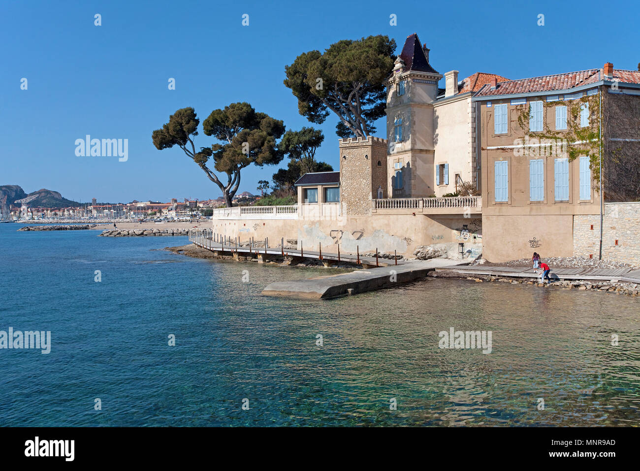 Maisons à front de mer, La Ciotat, Bouches-du-Rhône, Provence-Alpes-Côte d'Azur, France Sud, France, Europe Banque D'Images