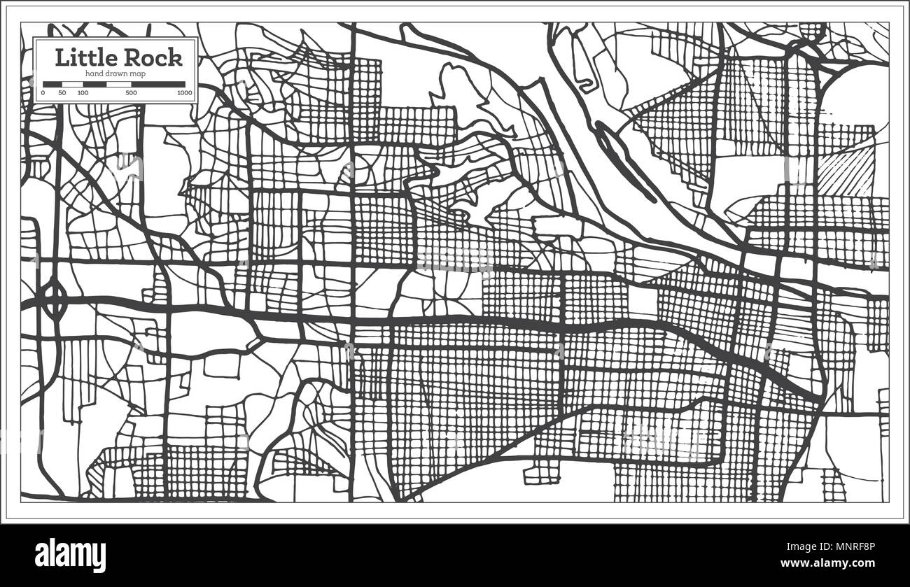 Little Rock USA Plan de ville en style rétro. Une carte de Noël. Vector Illustration. Illustration de Vecteur