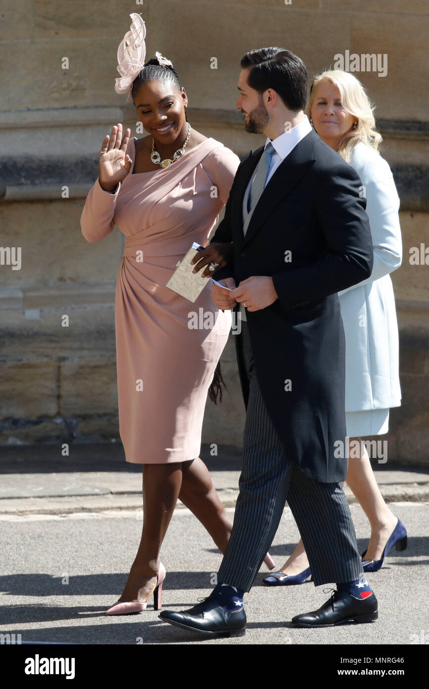 Joueur de tennis américain Serena Williams et son mari Alexis Ohanian  arrivent à la Chapelle St George du château de Windsor pour le mariage du  prince Harry et Meghan Markle Photo Stock -