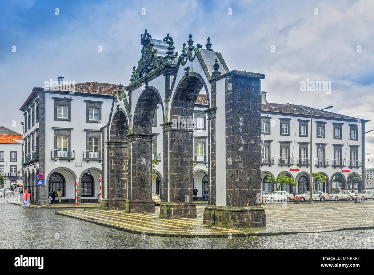 La place principale, Ponta Delgada. L'île de São Miguel Açores, Portugal Banque D'Images