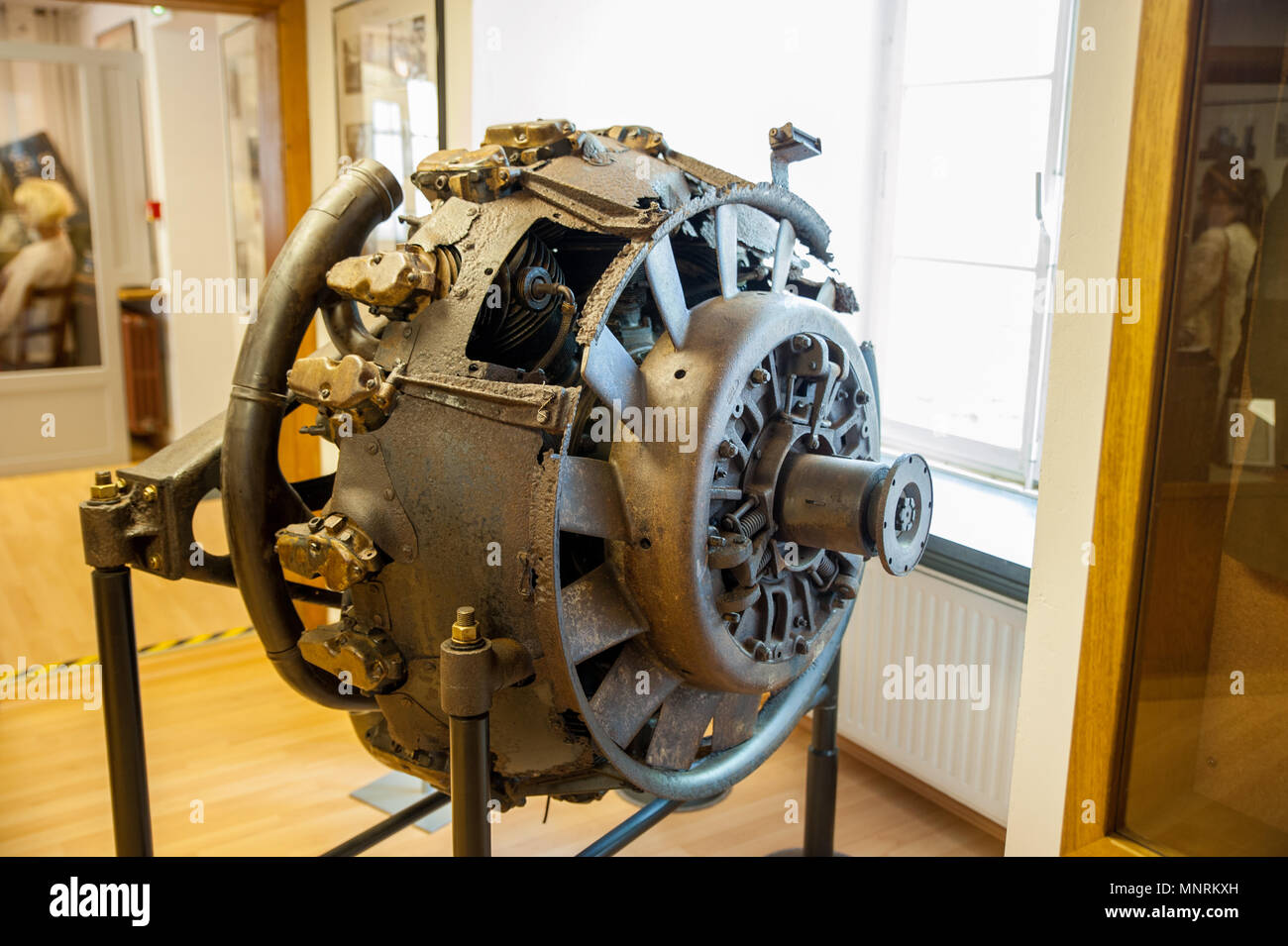 Réservoir du moteur à partir de la Seconde Guerre mondiale, la Bataille des Ardennes Musée, Wiltz, Luxembourg Banque D'Images