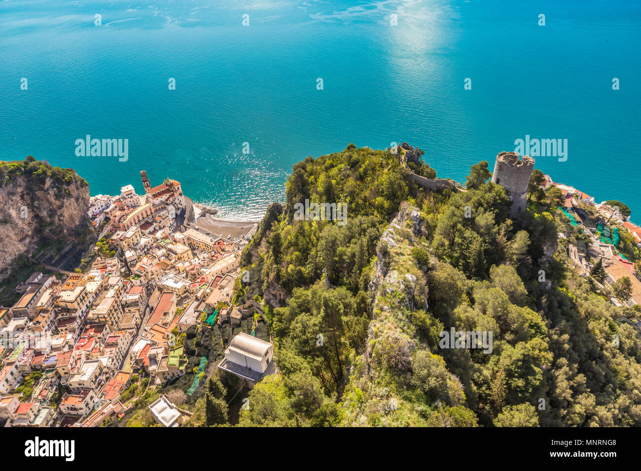 Belle vue panoramique sur la ville en Côte d'Amalfi Atrani Banque D'Images