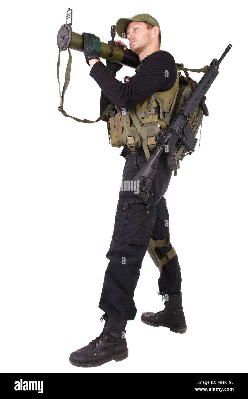 Bazooka avec mercenaires isolated on white Photo Stock - Alamy