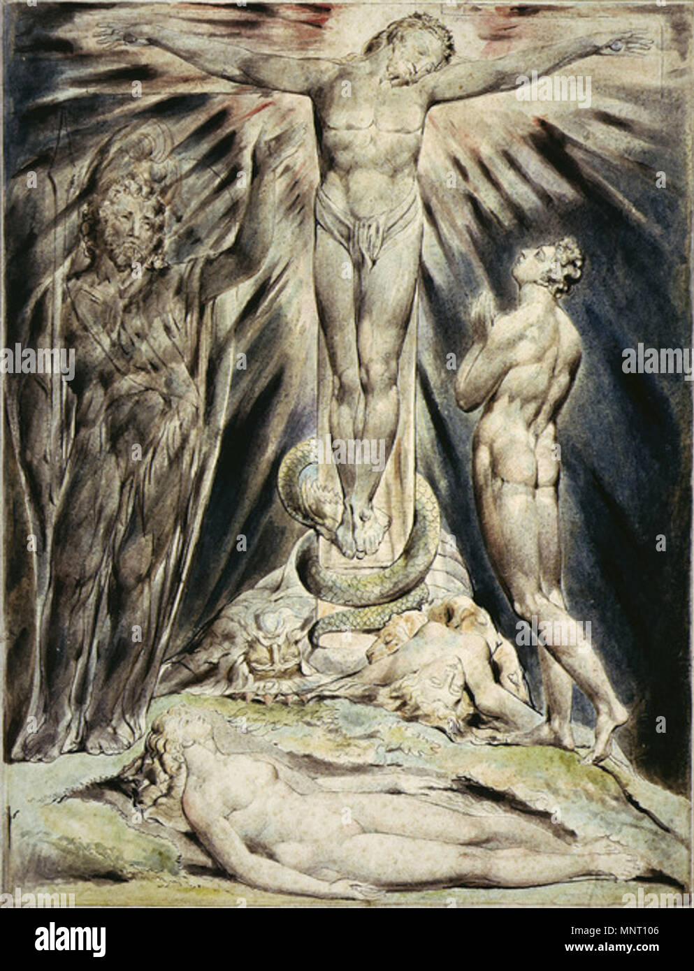 . Illustration à l'aquarelle à Milton's Paradise Lost par William Blake . 1822. Art par William Blake 960 ParadiseLLinell3 Banque D'Images