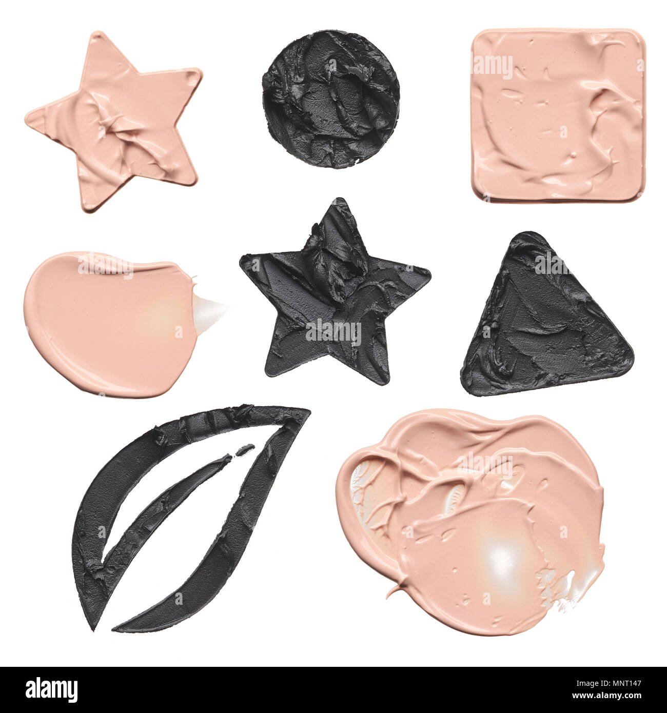 Ensemble de traits beige et noir et des formes géométriques isolé sur fond blanc Banque D'Images