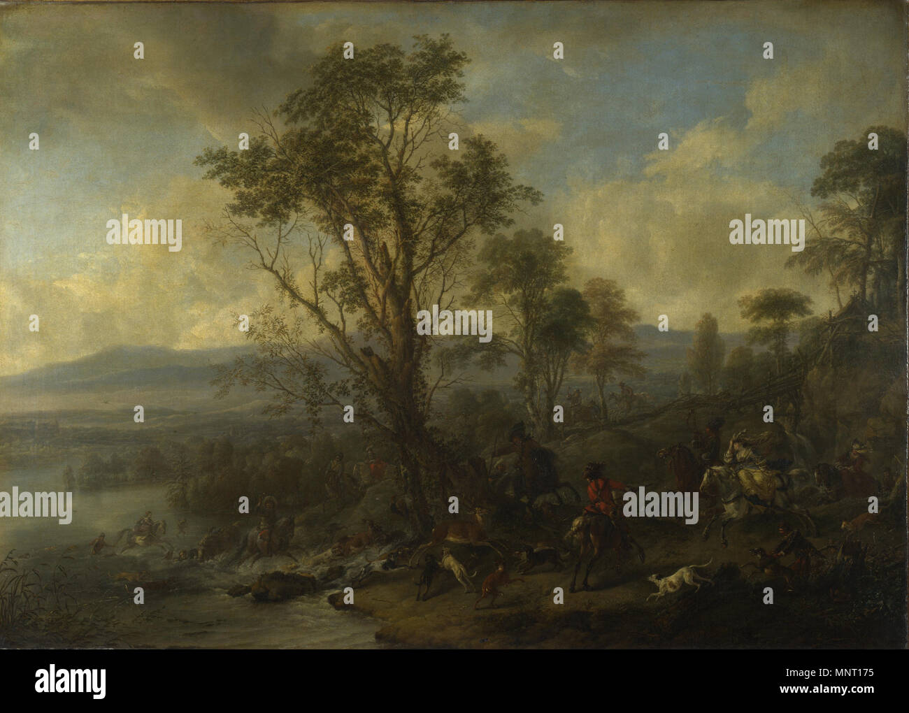 Une chasse au cerf vers 1665. Philips Wouwerman 983 - un cerf chasse (c.1665) Banque D'Images