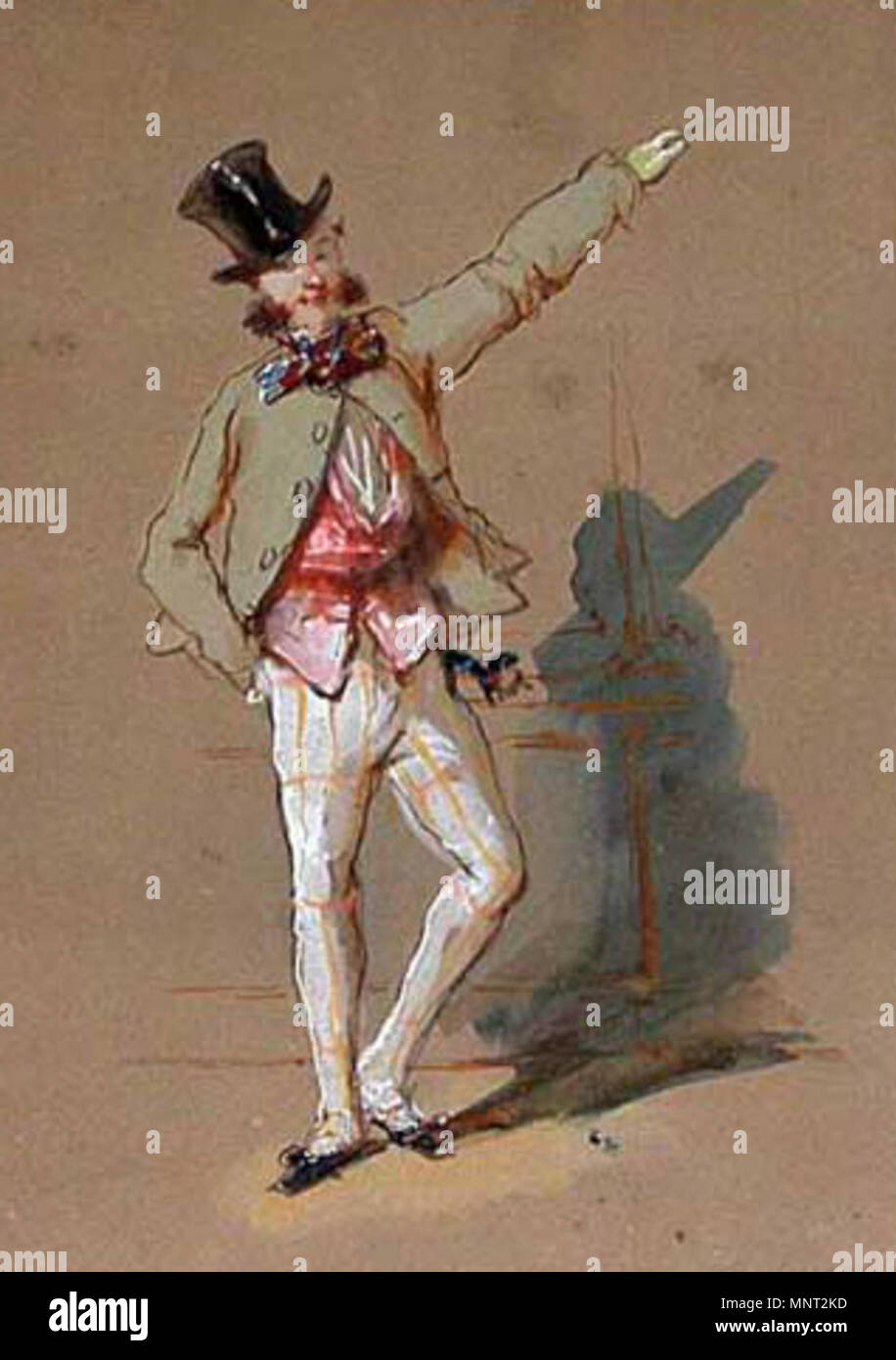 Anglais : Dandy à Paris. Polski : Dandys w Paryżu. . 966 Paul Gavarni Dandy Banque D'Images