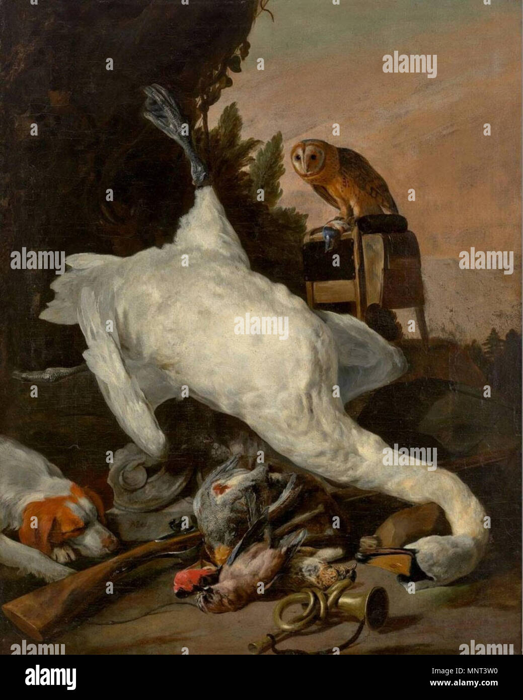 La vie de bas de chasse avec un cygne . La vie encore. Entre 1640 et 1660. 971 Peeter Boel - Chasse Nature morte avec un cygne Banque D'Images