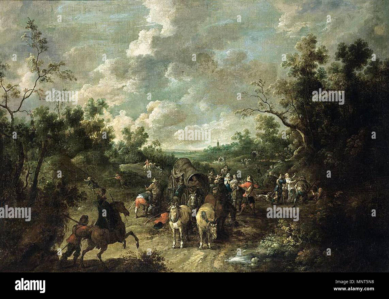 Un paysage boisé avec les voyageurs première moitié du 17e siècle. 978 Peter Snayers - un paysage boisé avec les voyageurs - WGA21508 Banque D'Images