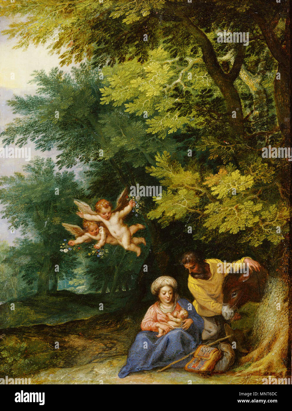 Le repos pendant la fuite en Égypte, vers 1595. 695 Jan Brueghel (I) et Hans Rottenhammer - reste sur la fuite en Egypte Banque D'Images