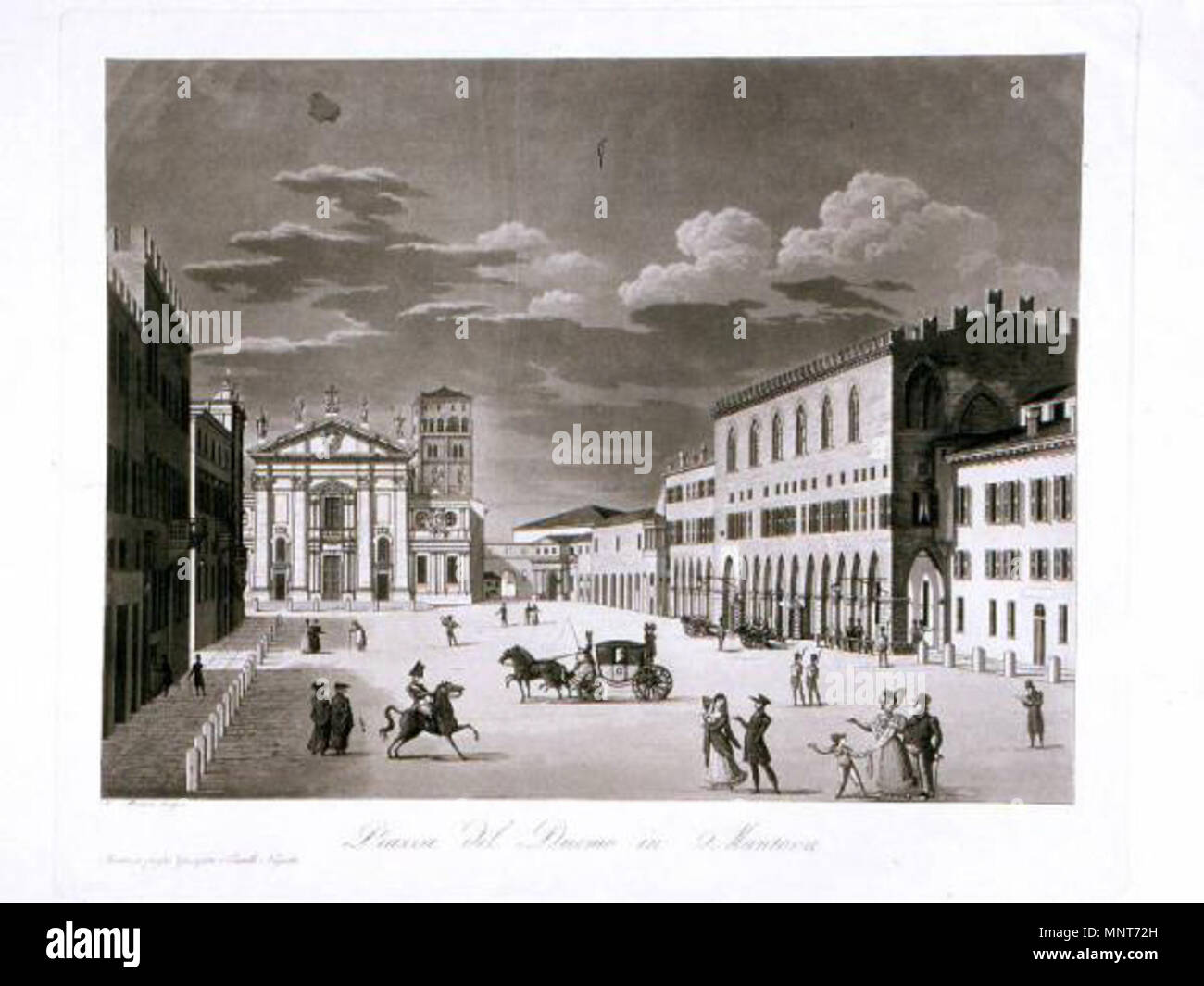 . Italiano : VEDUTA DI PIAZZA SORDELLO MANTOUE UNE . 1830. Montini Filippo Luigi 984 Piazza del Duomo à Mantova Banque D'Images