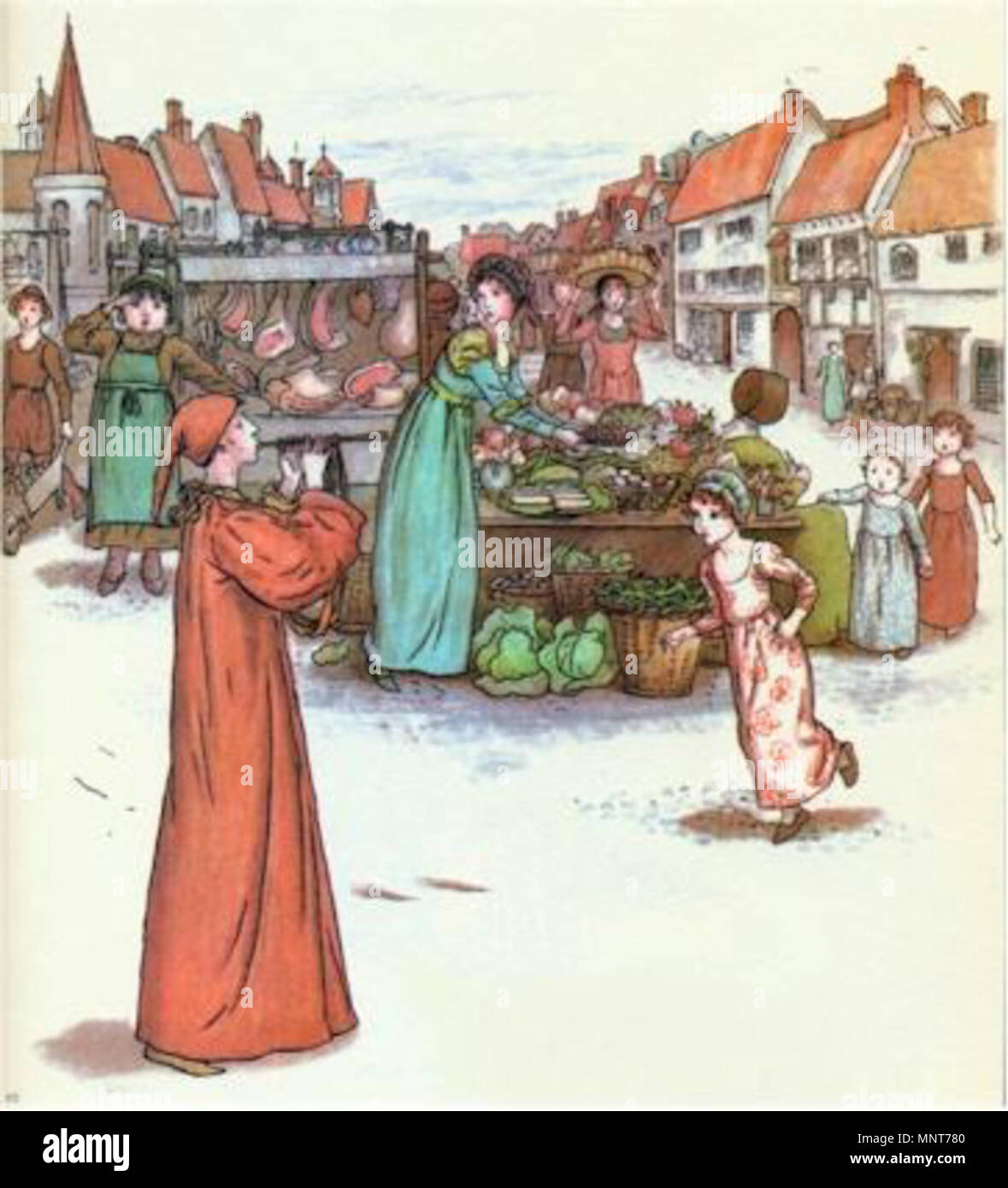 . La peintre, écrivain, dessinateur et écrivain de 985 Pied Piper - illustration par Kate Greenaway - Project Gutenberg ebook 18343 Banque D'Images