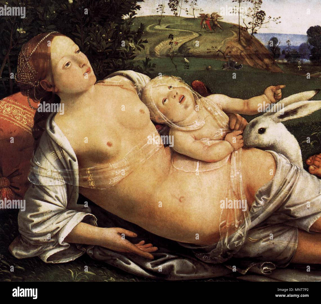 Anglais : Vénus, Mars et Cupidon (détail) 1490. 986 Piero di Cosimo, venere marte e cupido, 02 Banque D'Images
