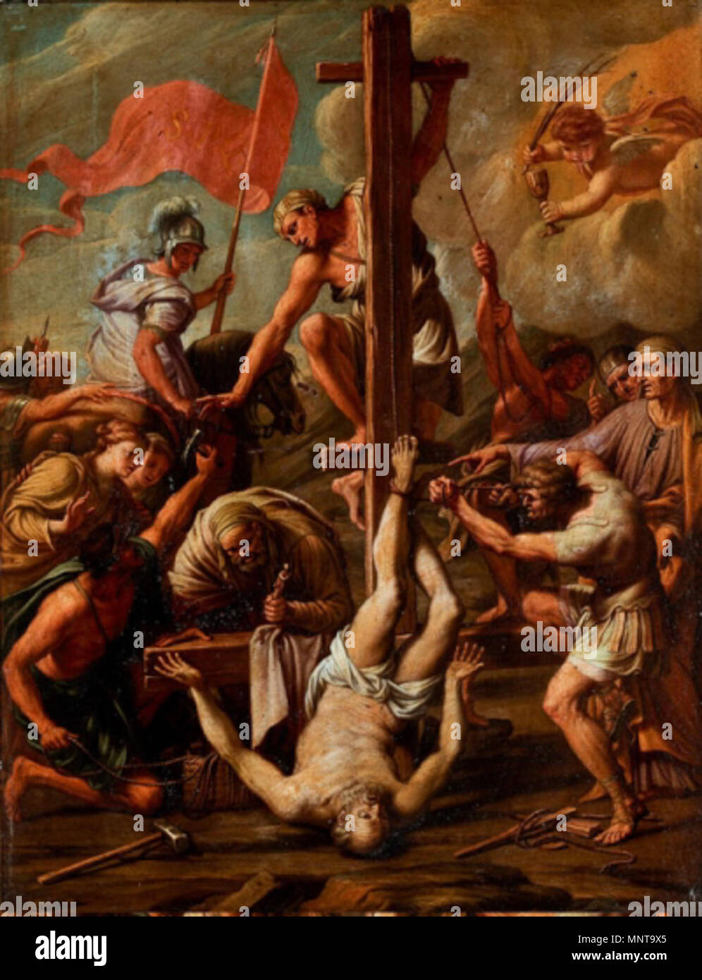 . Español : Martirio de San Pedro, óleo sobre cobre, "Petrus del Po inv. et fecit". Piacenza, Galleria Albinoni . 17e siècle. Pietro del Po 995 Pietro del po-martirio de san pedro Banque D'Images