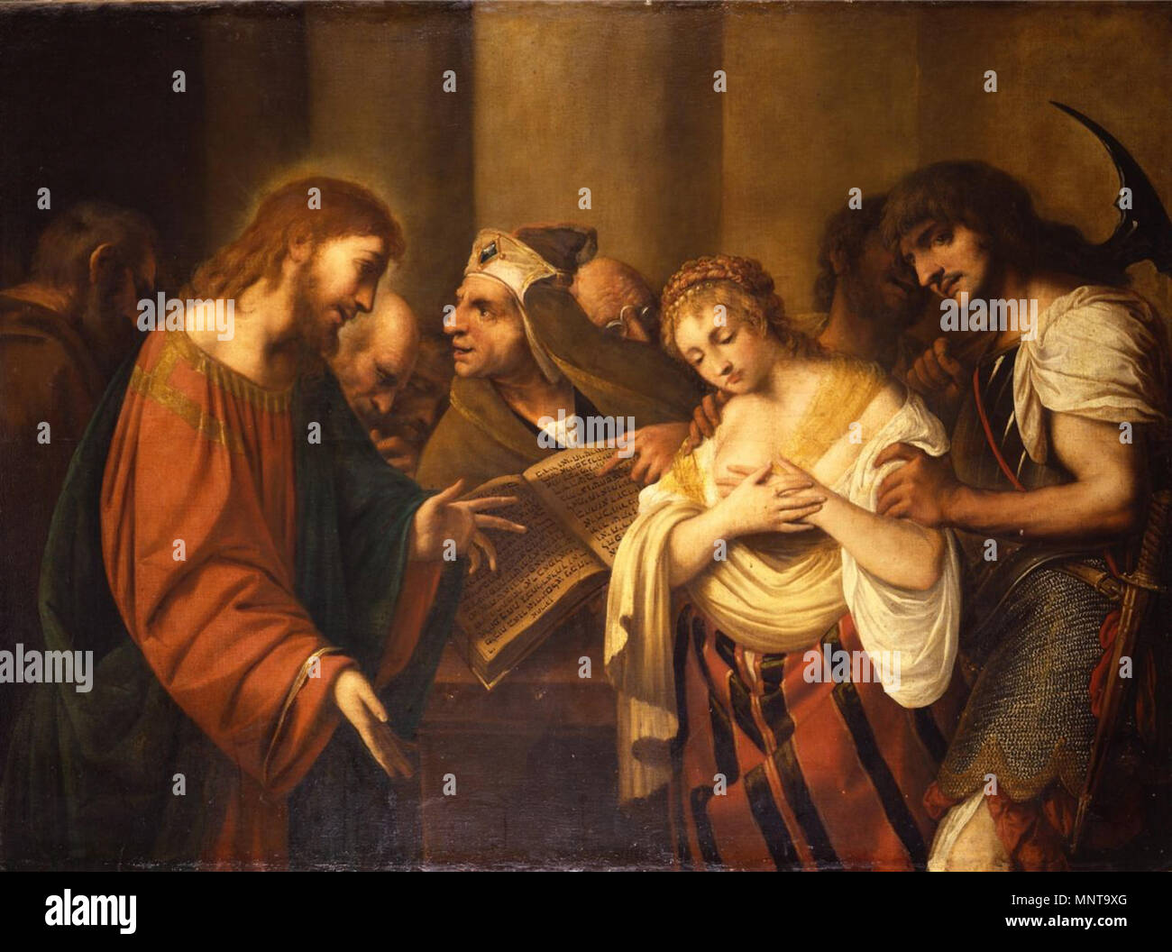 Le Christ et la femme adultère . 995 Pietro Della Vecchia - le Christ et la femme adultère Banque D'Images