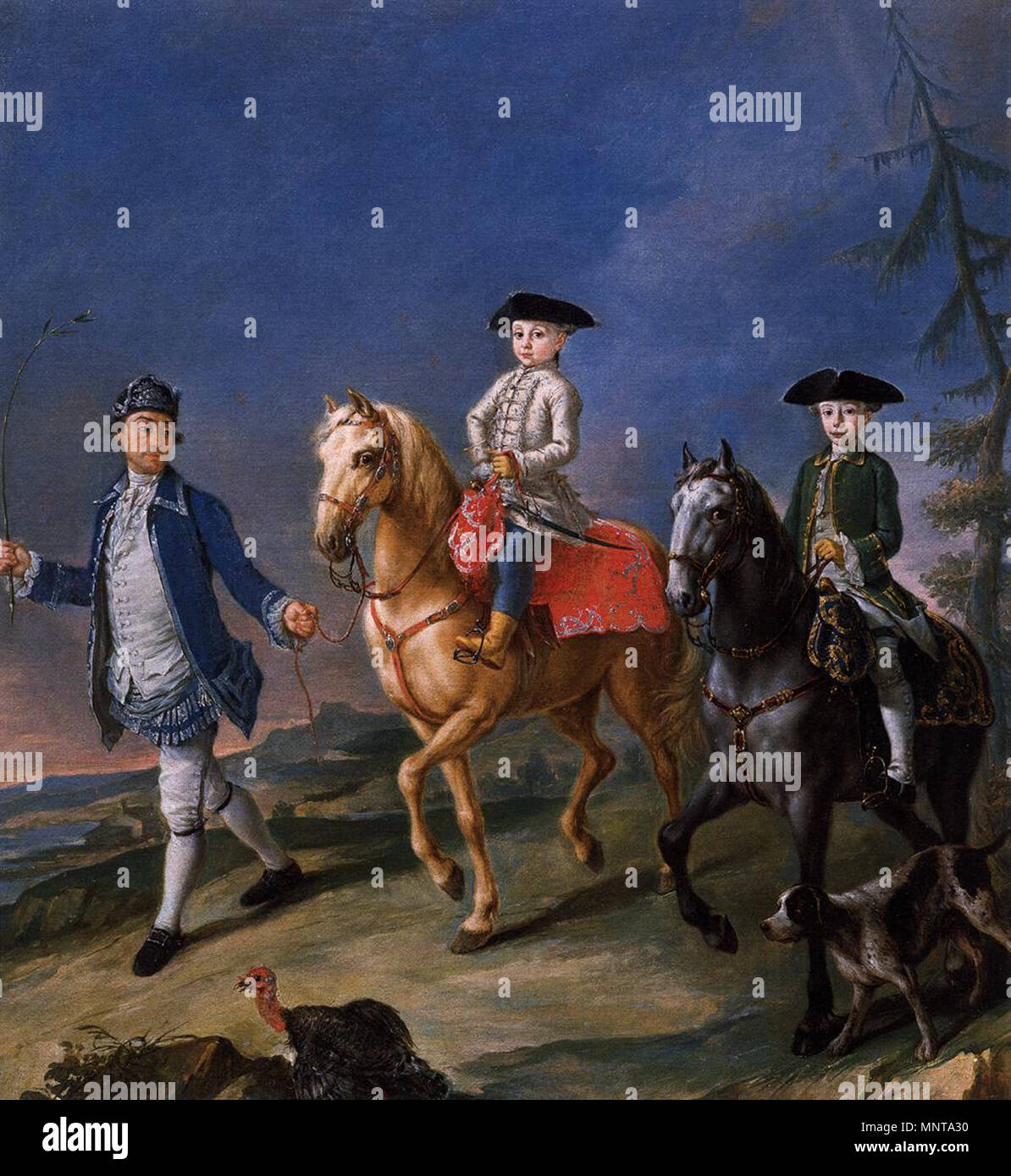 Promenade à cheval entre 1755 et 1760. 995 Pietro Longhi - Promenade à cheval - WGA13419 Votre Banque D'Images