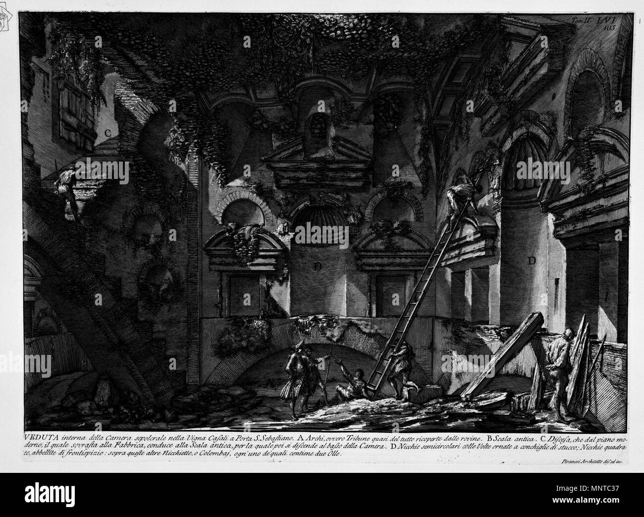 VEDUTA interna della Camera nella Vigna Nicolas beatrizet the Massacre of the innocents Casali a Porta S. Sebastiano 1756. 1002 Piranesi-2057 Banque D'Images