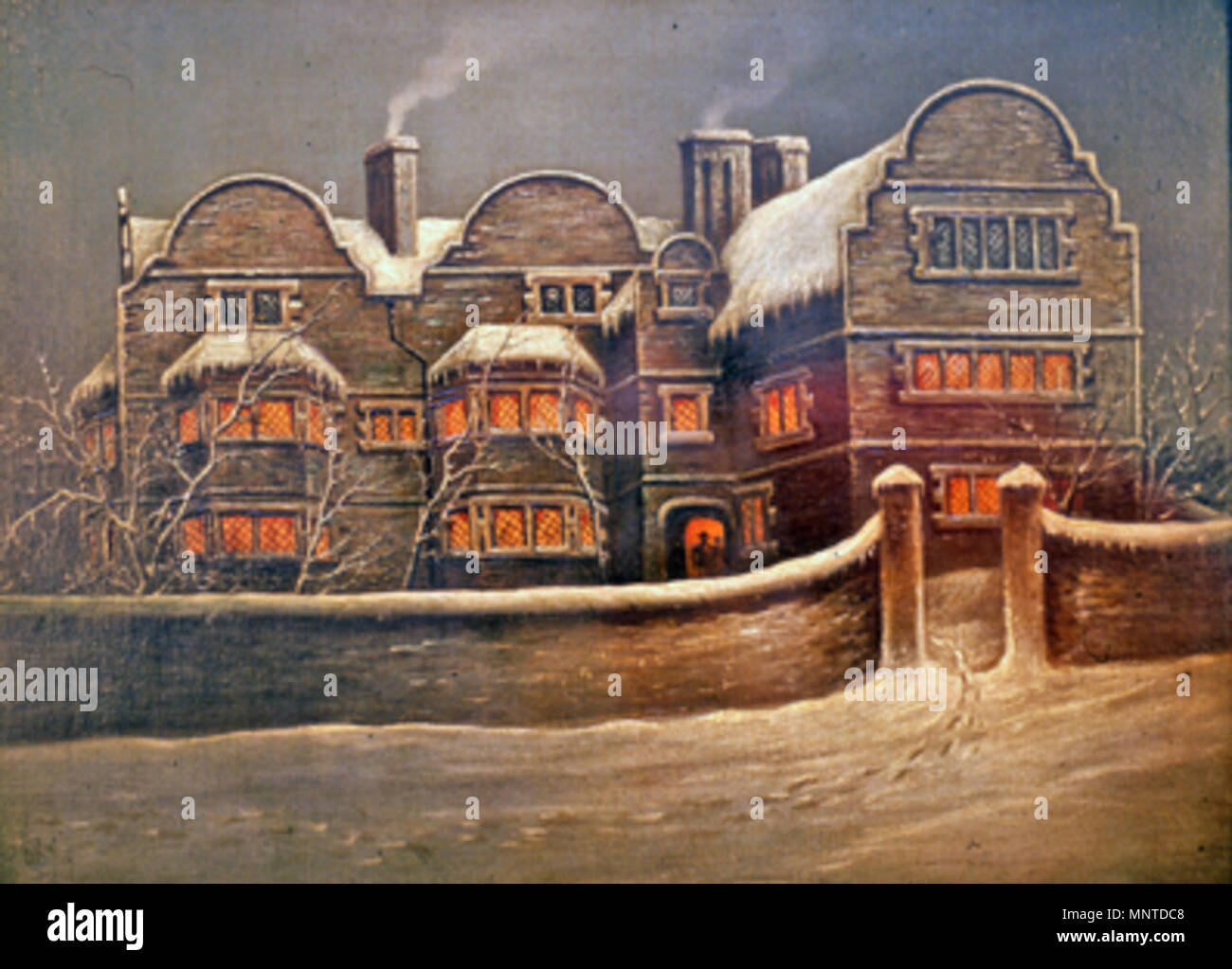 . Anglais : peinture à l'huile par un artiste inconnu, thème, Walsall, paysage urbain, paysage, architecture, walsall artiste, pub, hiver, neige, météo . 19e siècle. Blanc 1257 Inconnu, Hart, Caldmore Banque D'Images