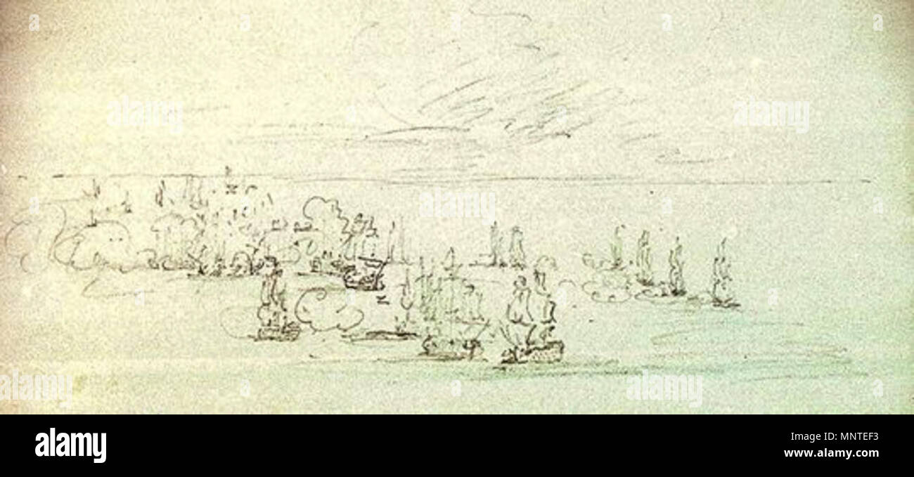 . Anglais : Une vue aérienne d'une bataille en mer, peut-être l'action de la danse de février 1804 . Années 1800. Nicholas Pocock (1740-1821) Noms alternatifs Nicholas Pocock Pococke Pococke ; ; ; N. Pocock Description peintre britannique a noté pour les peintures de batailles navales au cours de l'ère de la voile Date de naissance/décès 2 mars 1740 9 mars 1821 Lieu de naissance/décès Bristol, Angleterre Raymead, Beaconsfield, Berkshire, Angleterre, Royaume-Uni Londres lieu de travail contrôle d'autorité : Q1859751 : VIAF 95776062 ISNI : 0000 0001 1690 4299 ULAN : 500015496 RCAC : n84036338 GND : 129870307 1010 WorldCat Pocock vue aérienne Banque D'Images