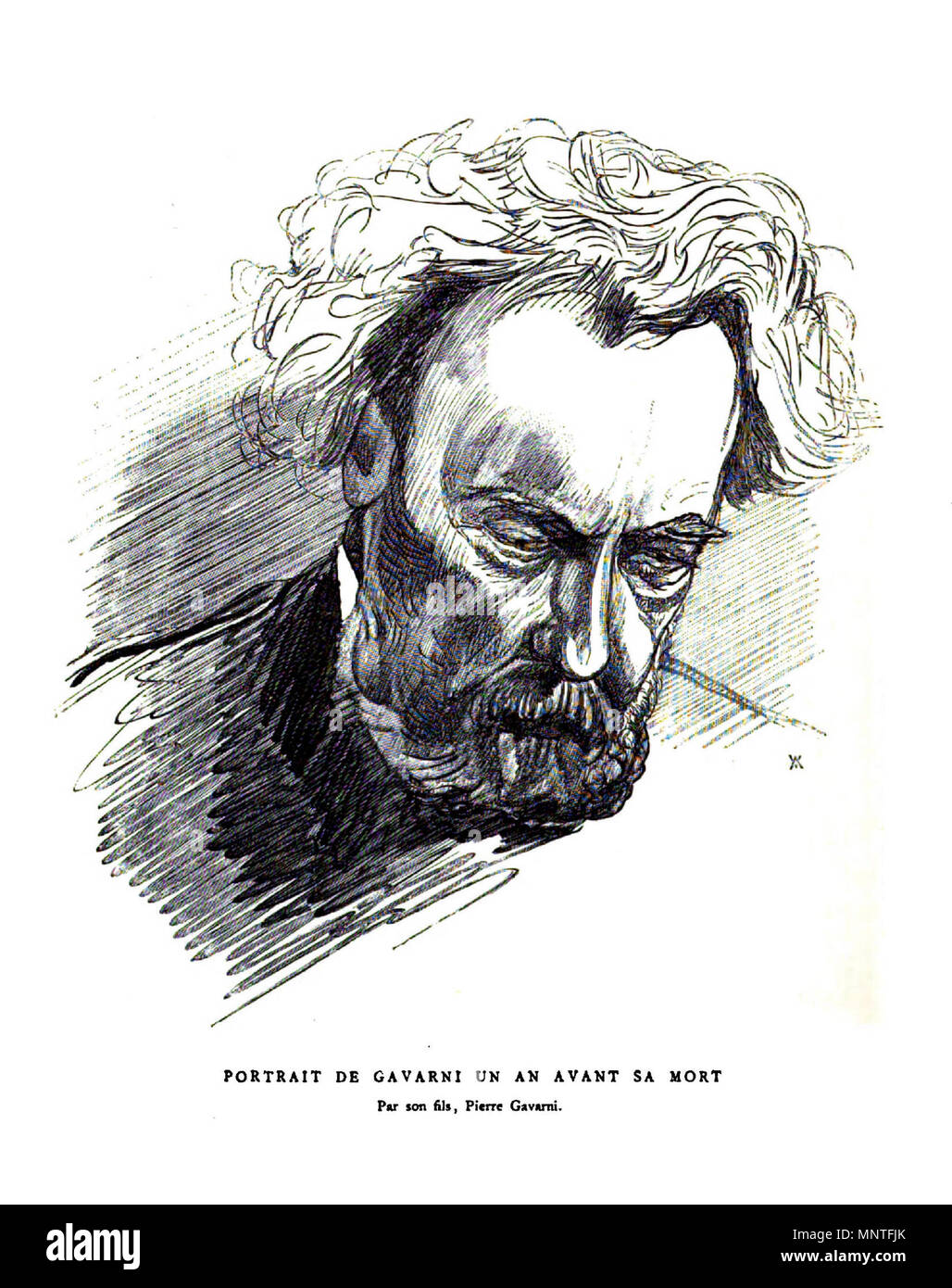 . Anglais : Portrait de Paul Gavarni, un an avant sa mort, par son fils Pierre . 1865. Pierre Gavarni 1015 Portrait de Gavarni par son fils Banque D'Images