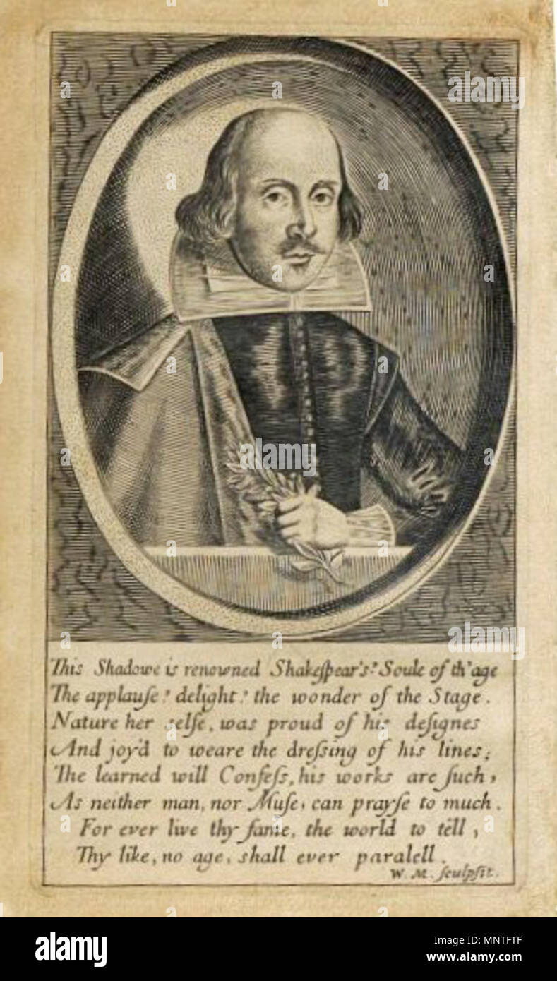 . Anglais : frontispice de John Benson's 1640 édition de Shakespeare English : Frontispice de l'édition de poèmes de Shakespeare publiée par John Benson en 1640 . 1640. William Marshall (mort en 1649) 1016 Marshall Portrait de Shakespeare Banque D'Images