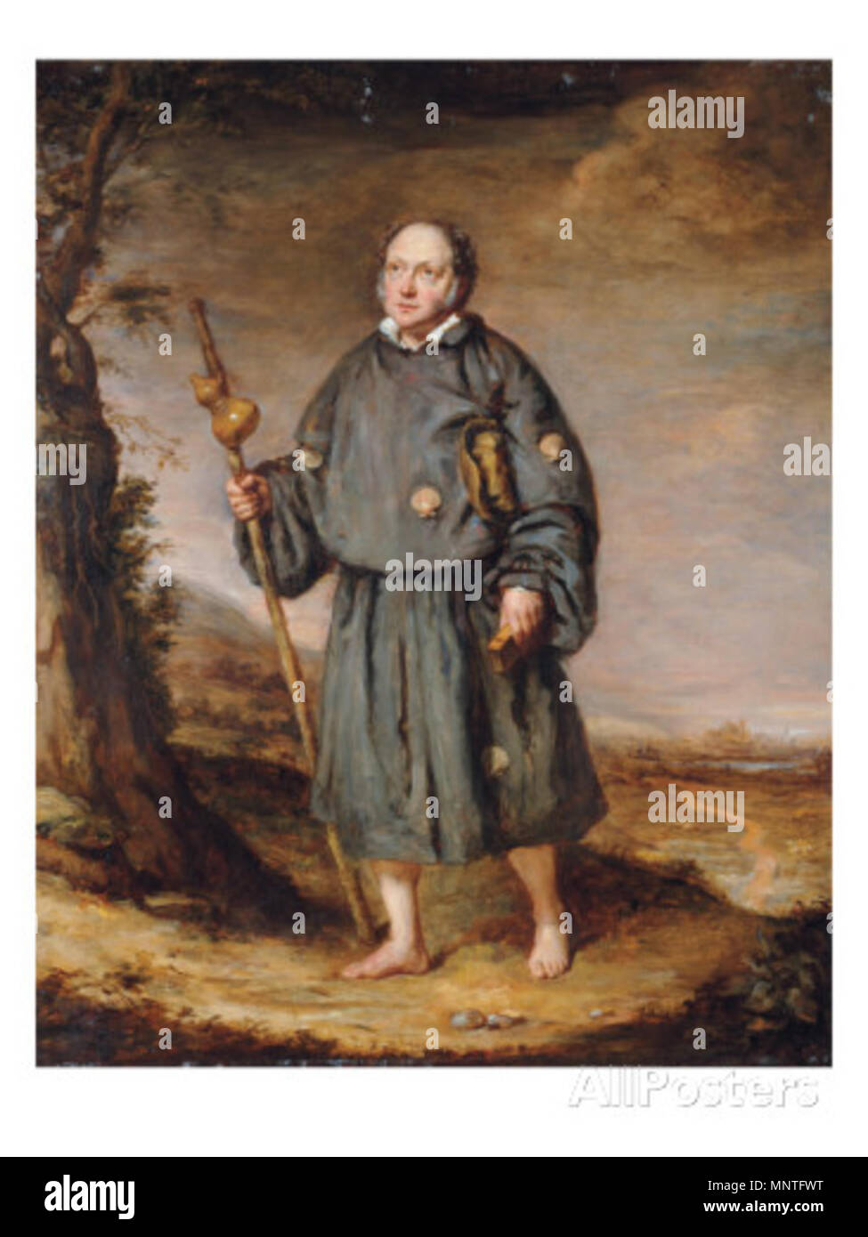 . Portrait d'un homme comme un pèlerin . 1836. 1016 Portrait d'un gentilhomme en pèlerin, sur une piste, tenant un bâton avec une gourde et une Bible, 1836 par Edward Daniel Leahy Banque D'Images