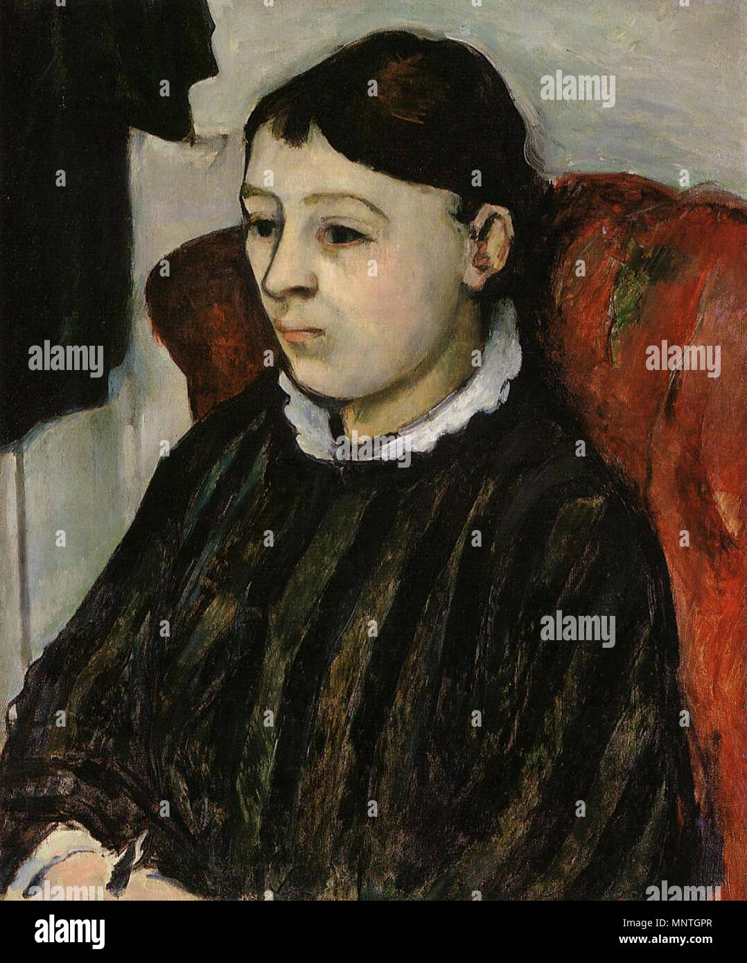 . Anglais : Portrait de madame Cézanne dans une robe à rayures (C1882-4) par Paul Cezanne, peinture, huile sur toile, (en collection privée) . Entre 1882 et 1884. Paul Cézanne (1839-1906) Noms alternatifs Cézanne, Paul Cézanne, peintre Français Cézanne Description Date de naissance/Décès 19 Janvier 1839 22 octobre 1906 Lieu de naissance/décès Aix-en-Provence Aix-en-Provence lieu de travail Paris, Auvers-sur-Oise, Aix-en-Provence, Marseille contrôle d'autorité : Q35548 : VIAF 39374836 ISNI : 0000 0001 2128 7379 ULAN : 500004793 RCAC : n79055446 35026986 1020 NLA : WorldCat Portrait de madame Cézanne Banque D'Images