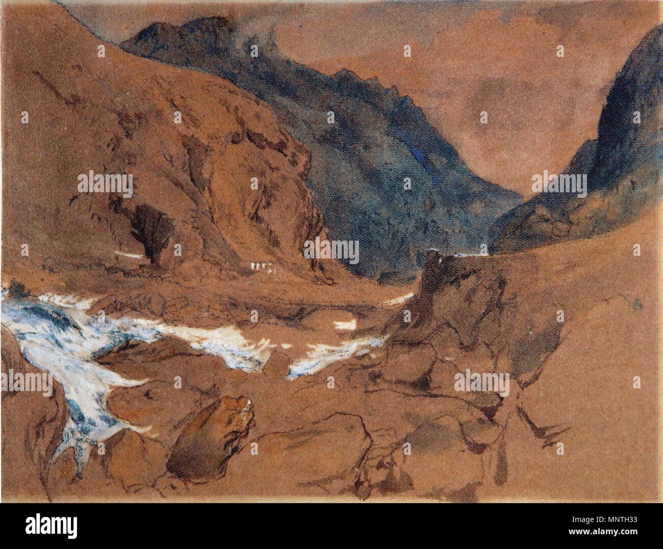 . Le col de Faido sur le St Gotthard. Encre brune et aquarelle, avec carrosserie sur du papier brun, 24,8 x 34,5 cm . 1845. John Ruskin (1819-1900) Noms alternatifs Ruskin Description auteur britannique, poète, artiste et critique d'art Date de naissance/Décès 8 Février 1819 20 janvier 1900 Lieu de naissance/décès London English : Brantwood, Lake District lieu de travail de l'Angleterre, Venise, la Suisse, la France contrôle d'autorité : Q179126 : VIAF 73859585 ISNI : 0000 0001 2139 3446 ULAN : 500006262 RCAC : n79006950 36583544 1179 NLA : WorldCat le col de Faido Ruskin Banque D'Images