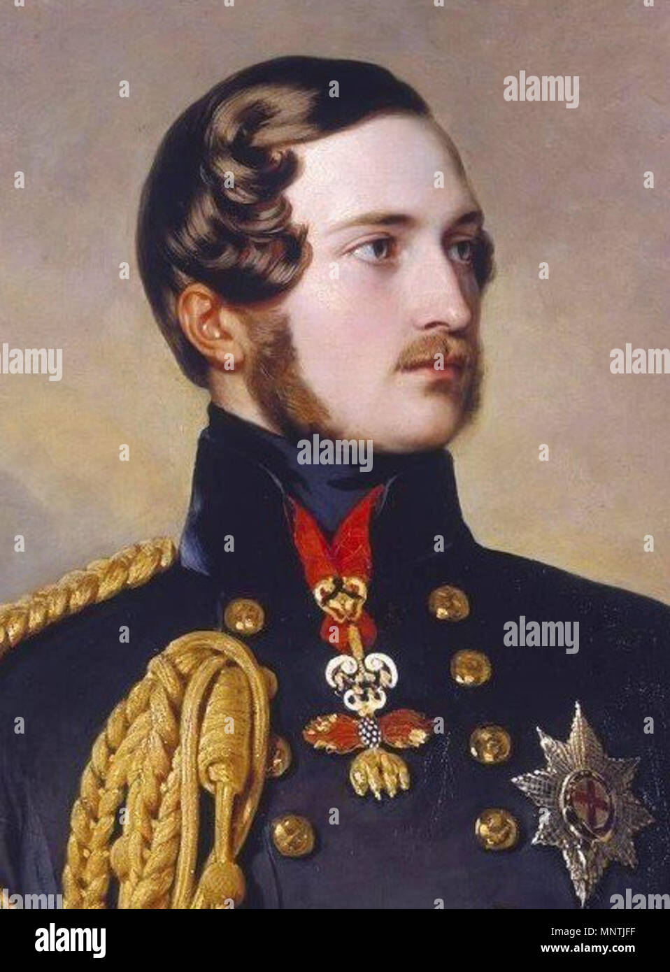 . Anglais : le Prince Albert de Saxe-cobourg et Gotha (Francis Augustus Charles Albert Emanuel, plus tard, Son Altesse Royale le Prince Consort) (26 août 1819 - 14 décembre 1861) était le mari et consort de la reine Victoria du Royaume-Uni de Grande-Bretagne et d'Irlande. Détail de l'image. . 1842. 1028 Prince Albert Banque D'Images