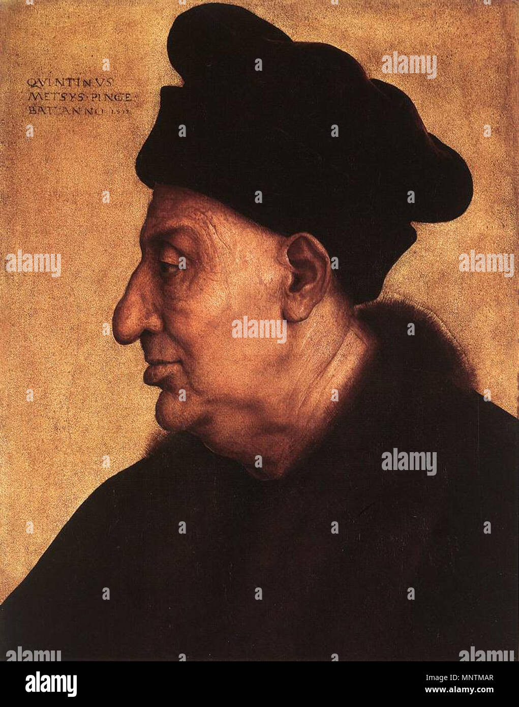 Portrait d'un vieil homme . pendentif d'un vieille femme Grotesque . circa 1517. 1036 Quinten Massijs (I) - Portrait d'un vieil homme - WGA14285 Banque D'Images