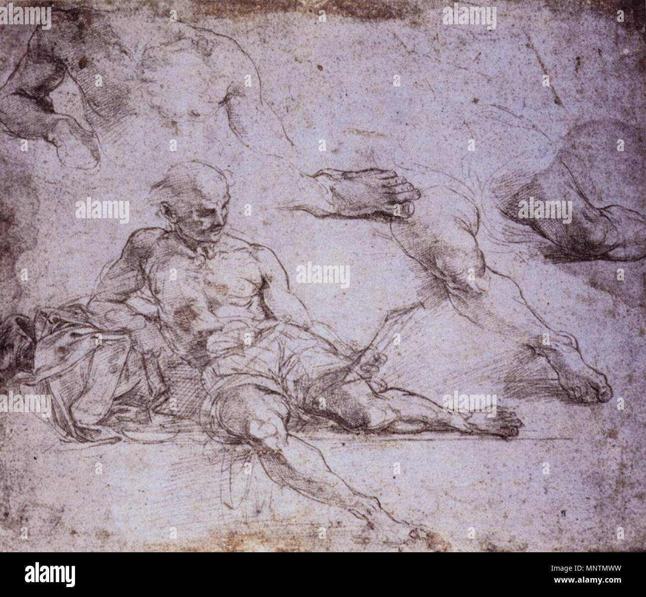 Étude de Diogène pour l'École d'Athènes entre 1509 et 1510. 1038 Raffaello Sanzio - Étude de Diogène pour l'École d'Athènes - WGA18927 Banque D'Images