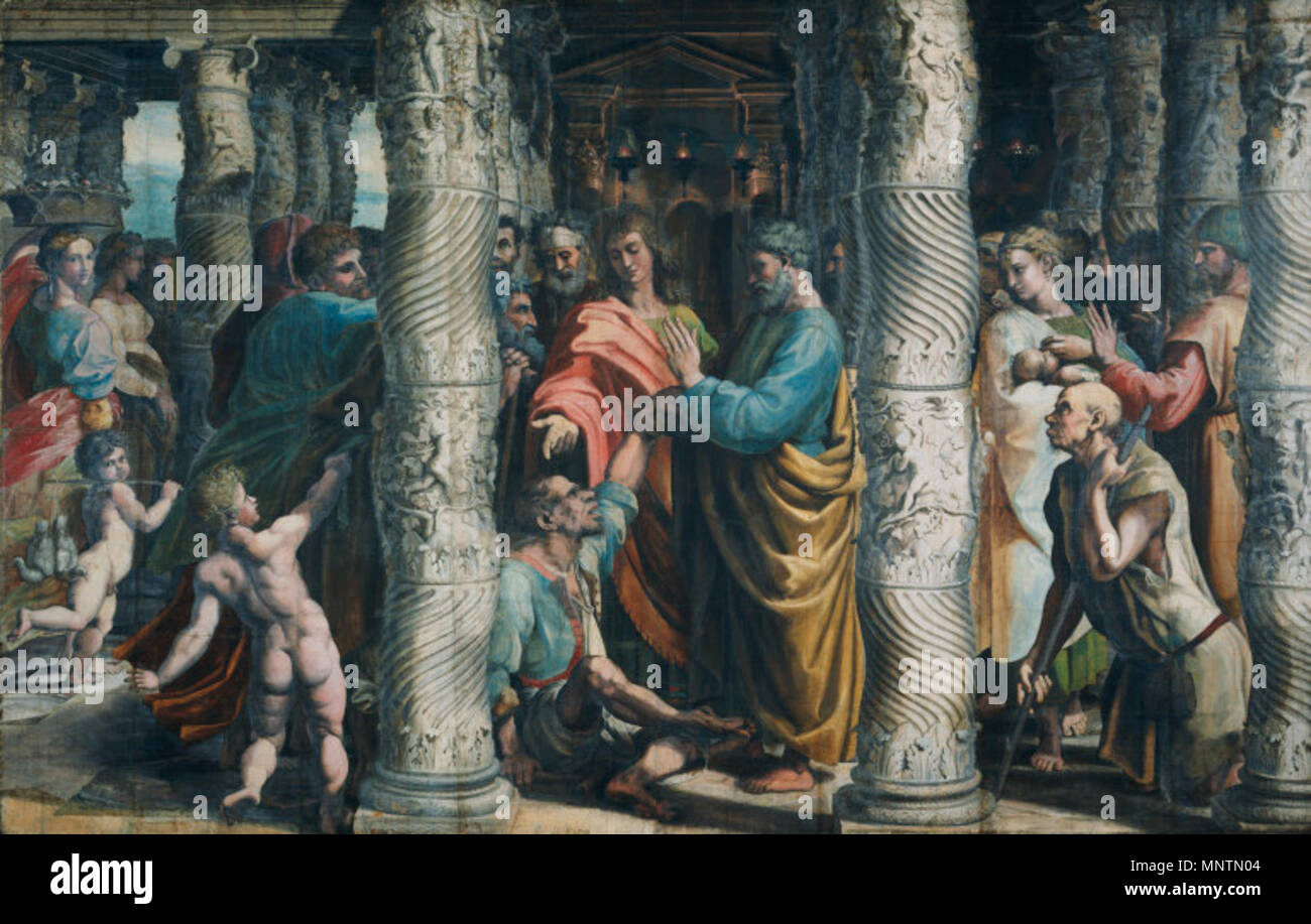 Tc39701.tif la guérison de l'homme boiteux 1515. 1039 Raffaello, guarigione dello storpio Banque D'Images