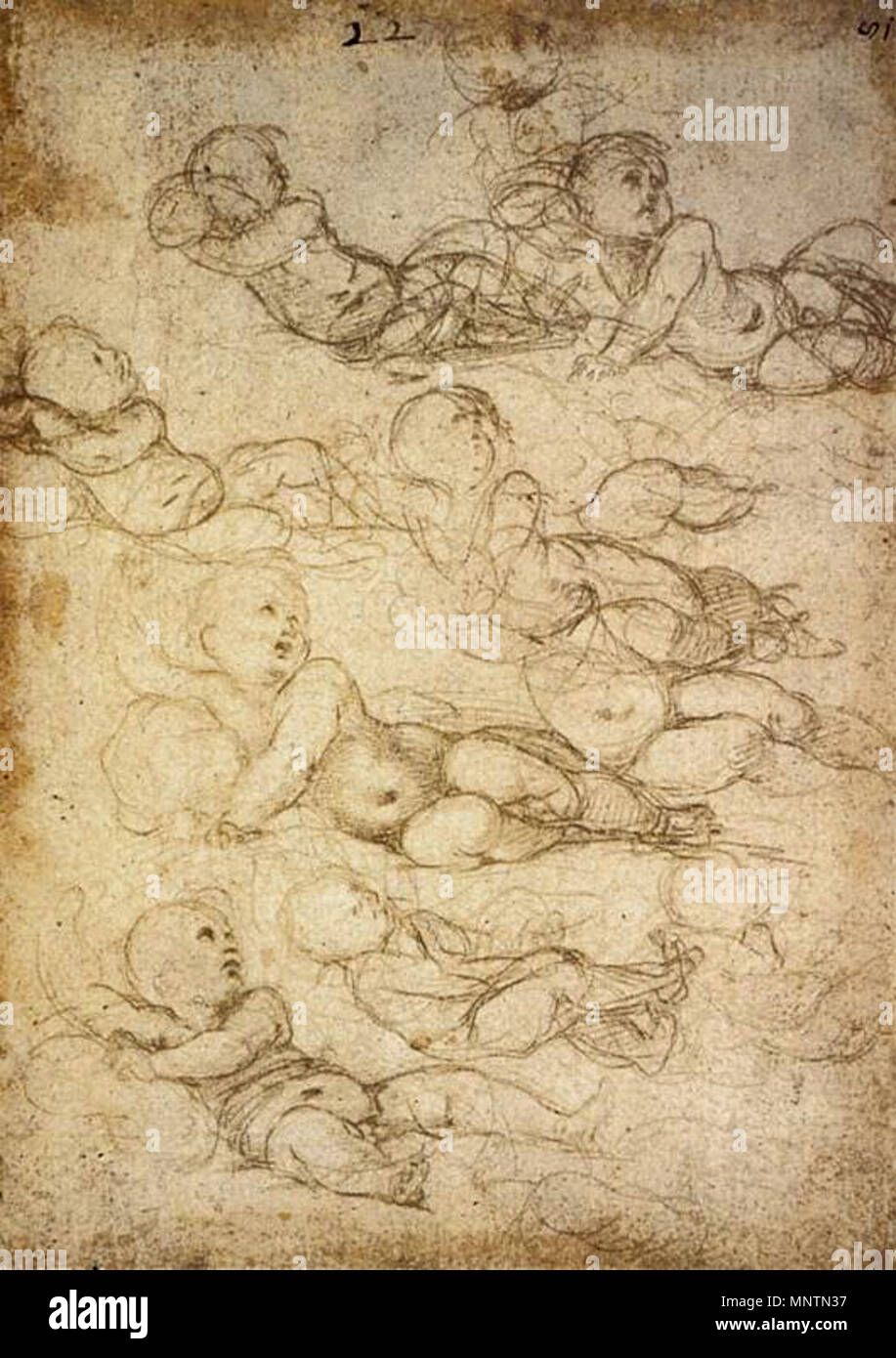 Étude d'un enfant de torsion entre 1509 et 1511. 1039 Raffaello, studio per un bambino dans torsione Banque D'Images
